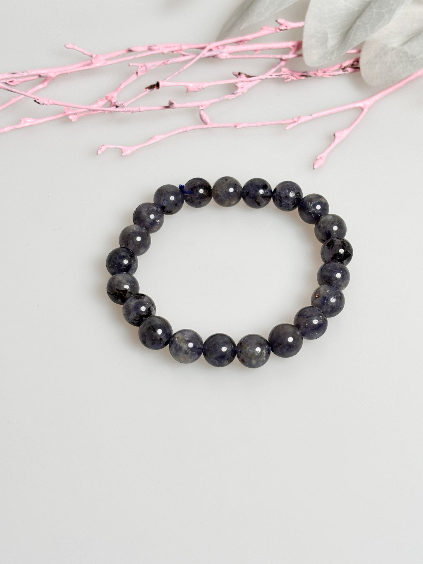 Elastic Kyanite Bead Bracelet 8.5mm, Elegant Bracelet, Blue Gemstone Jewelry