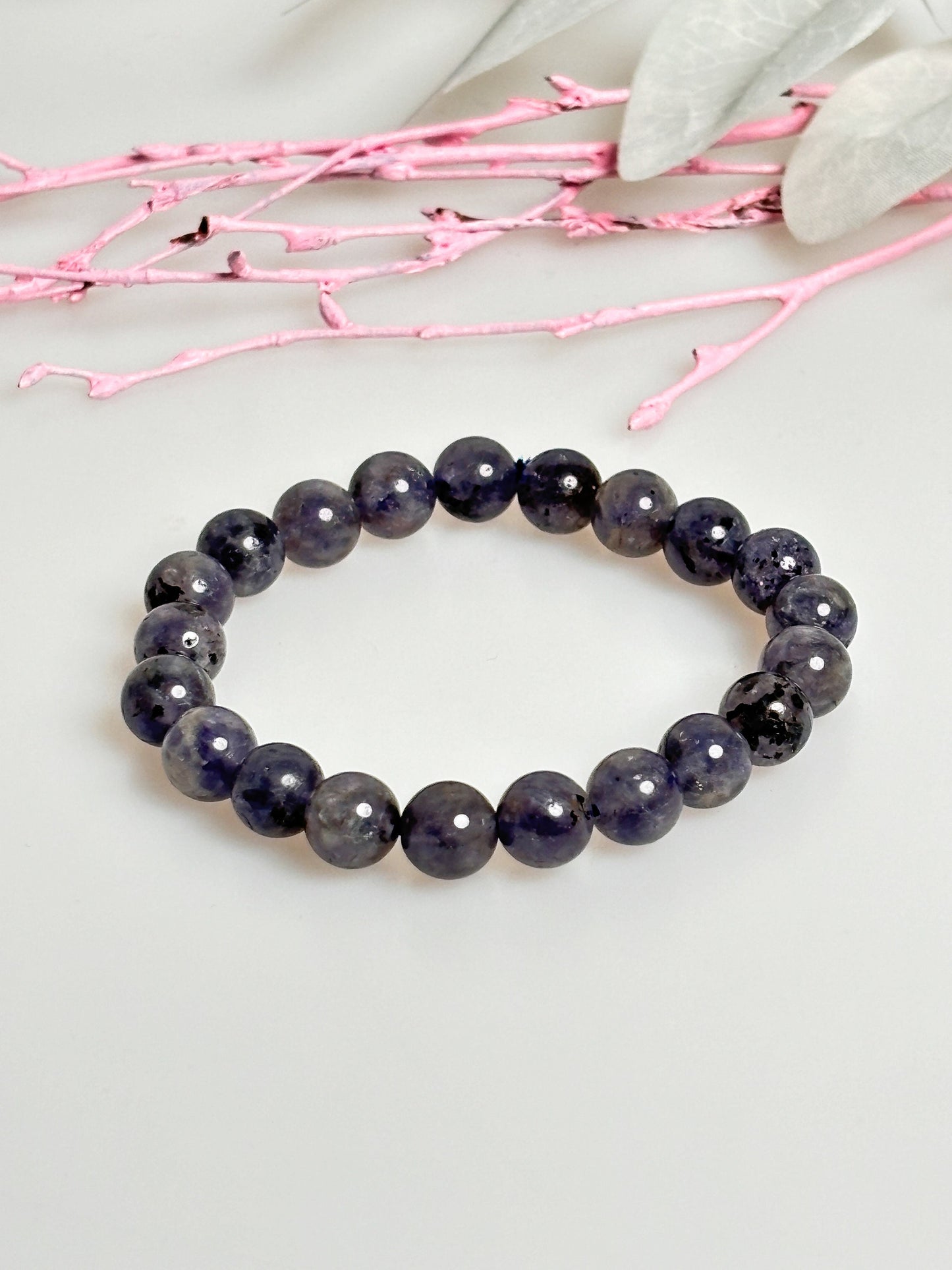 Elastic Kyanite Bead Bracelet 8.5mm, Elegant Bracelet, Blue Gemstone Jewelry