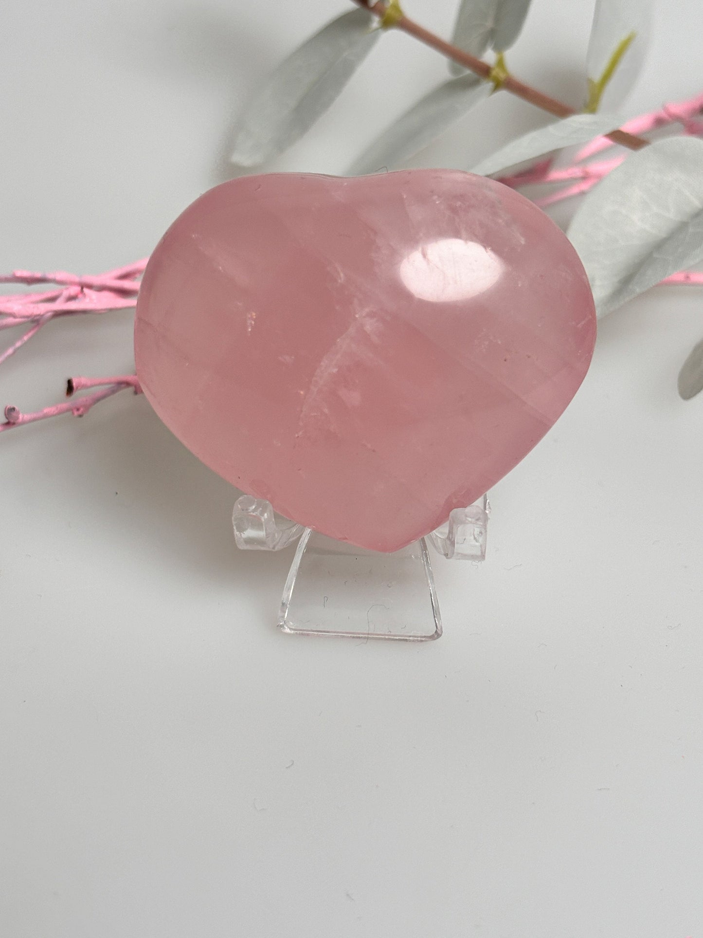 Puffy rose quartz heart with rainbows - 6cm x 4.7cm | Healing stone | Crystal gift | Gemstone decoration