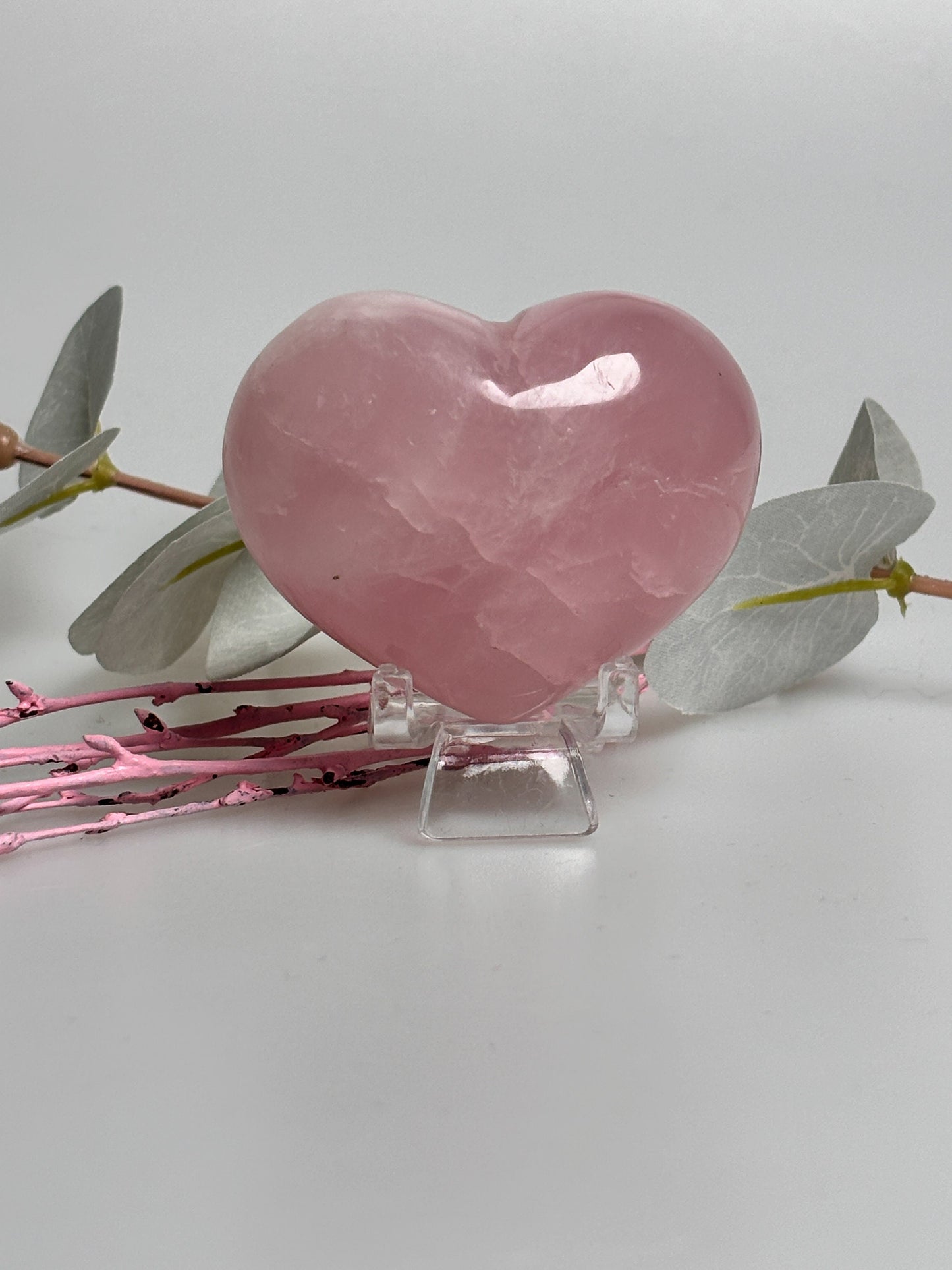 Puffy rose quartz heart with rainbows - 6cm x 4.7cm | Healing stone | Crystal gift | Gemstone decoration