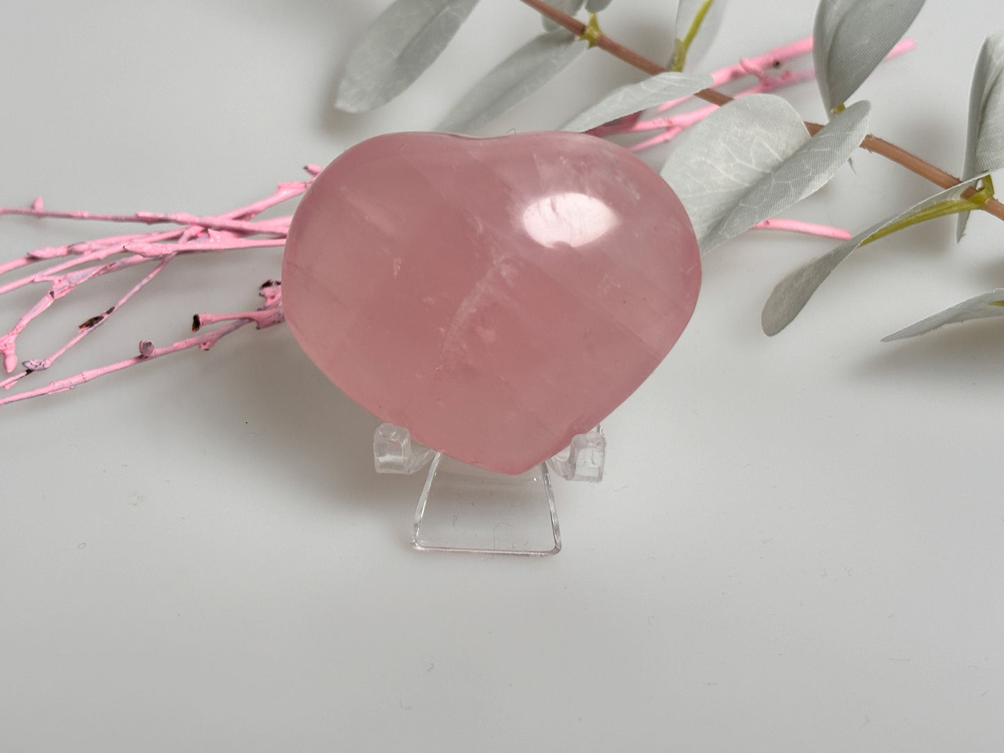 Puffy rose quartz heart with rainbows - 6cm x 4.7cm | Healing stone | Crystal gift | Gemstone decoration