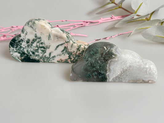 Moss Agate Cloud – Gemstone Decoration 8.4x3.9x1.2 cm – Healing Stone Gift