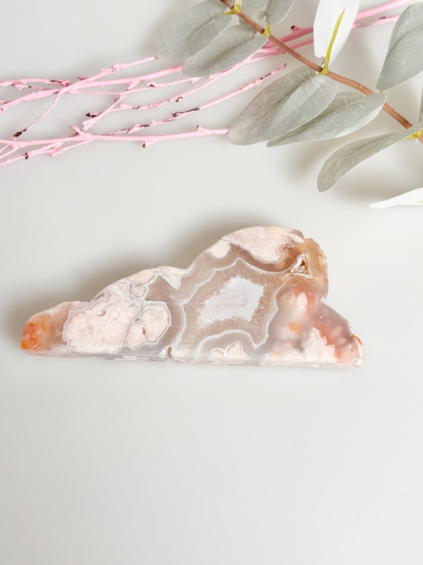 Flower Agate Cloud Decoration - Natural Stone Decoration for Home and Office approx. 11.5x4.7x1.4cm