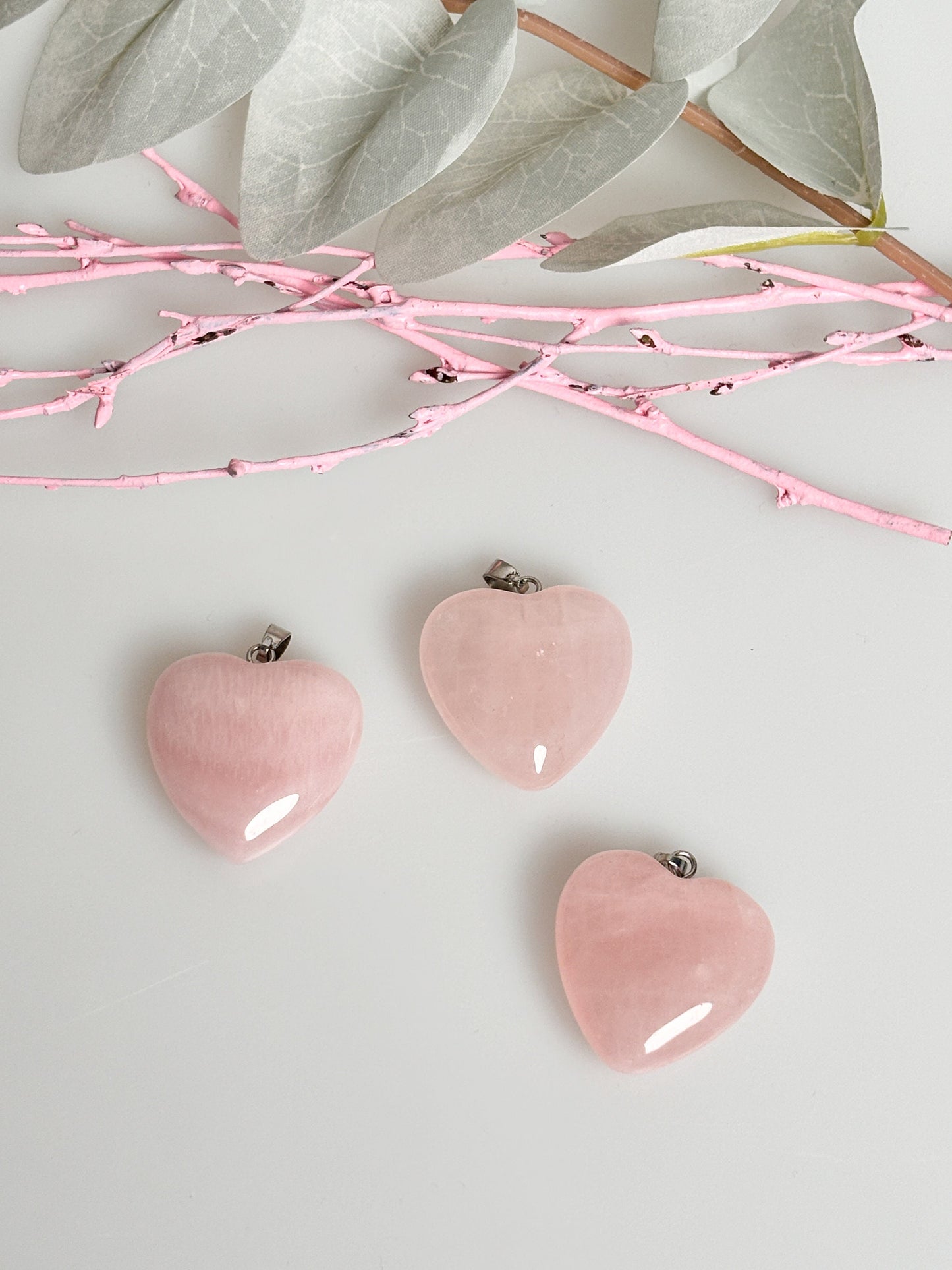 Natural beauty: rose quartz pendant with silver eyelet