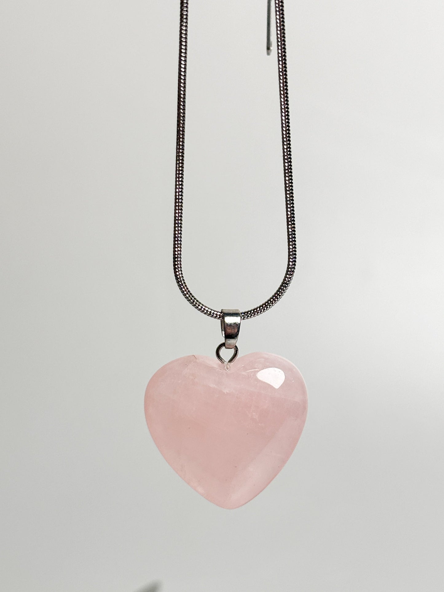 Natural beauty: rose quartz pendant with silver eyelet