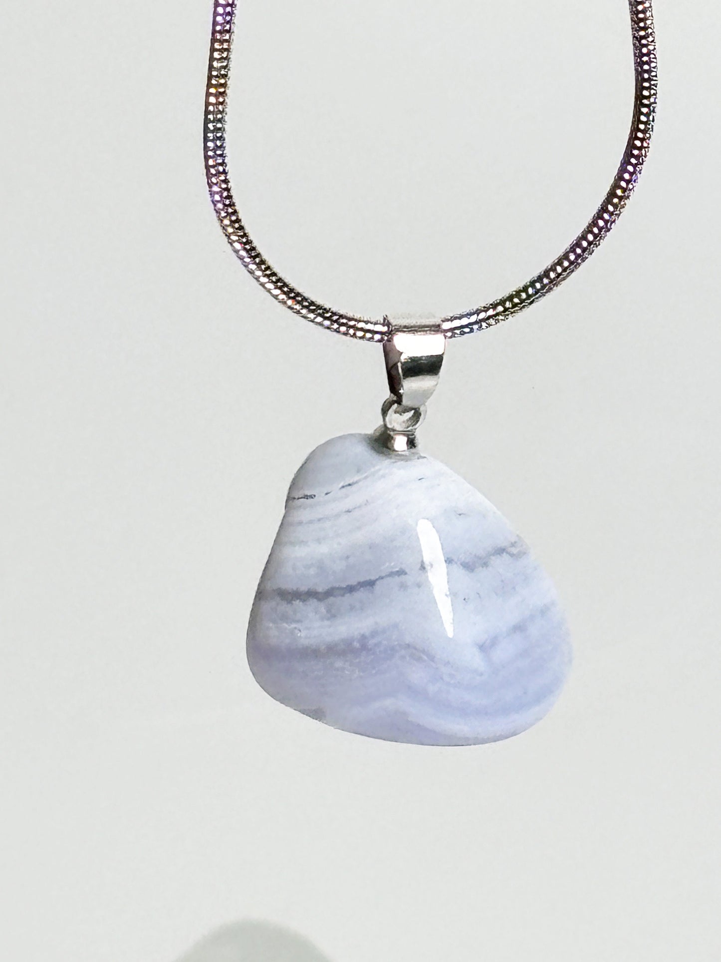 Delicate Chalcedony Pendant - Tumbled Stone approx. 2x1.6cm light blue blue Lace
