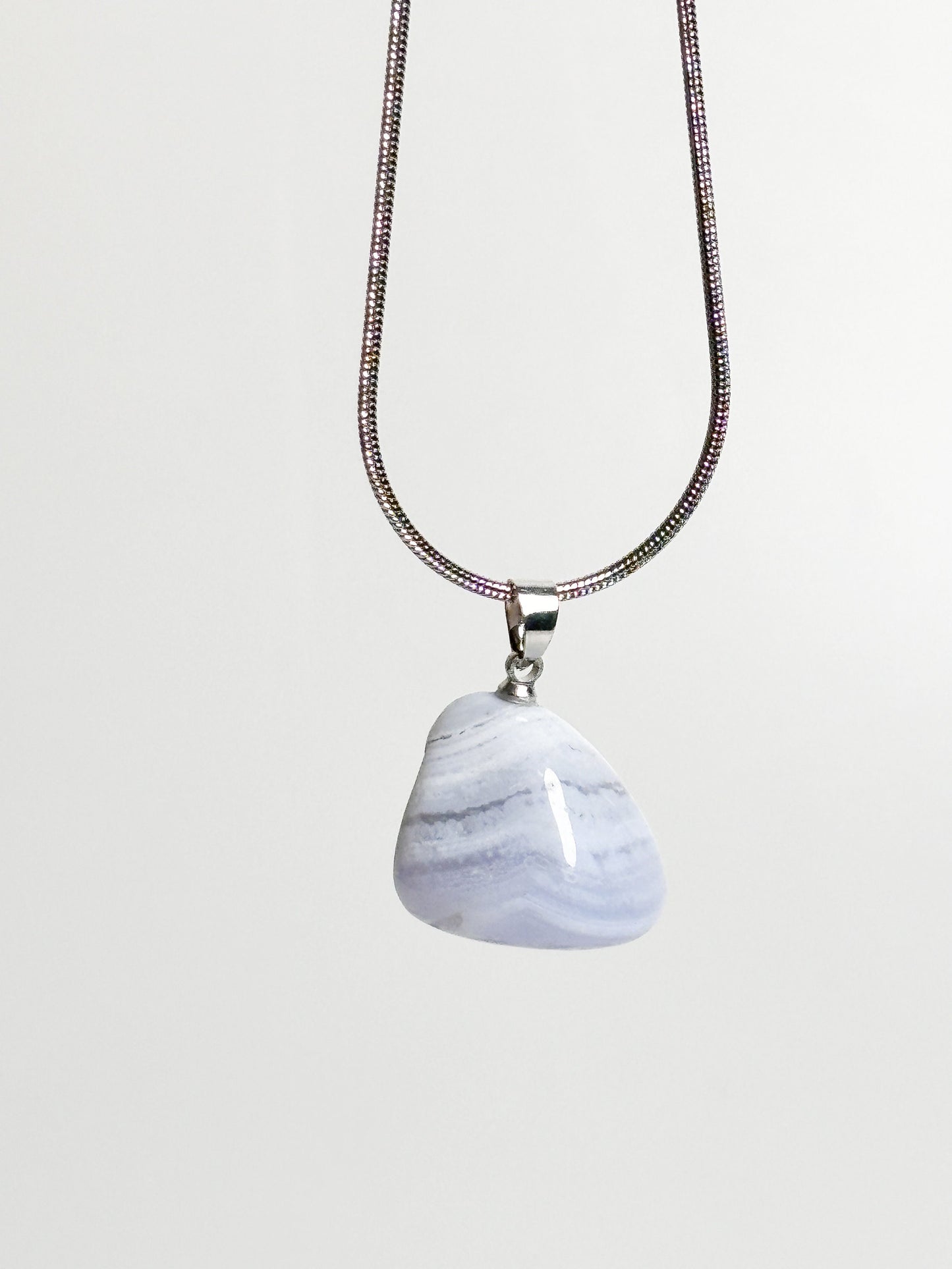 Delicate Chalcedony Pendant - Tumbled Stone approx. 2x1.6cm light blue blue Lace