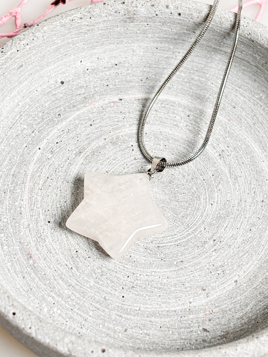 Rock crystal pendant star 2.5 x 2.5 cm | Healing stone jewelry | Handmade crystal pendant | Gift for her