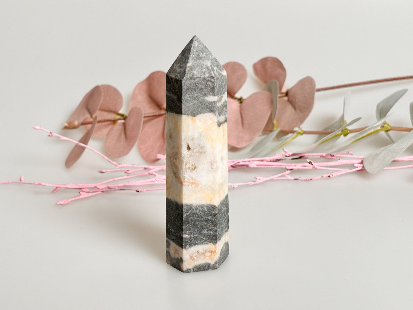 Pink Zebra Jasper Tower - Natural Jewelry, 9.3x2.6cm, 100g