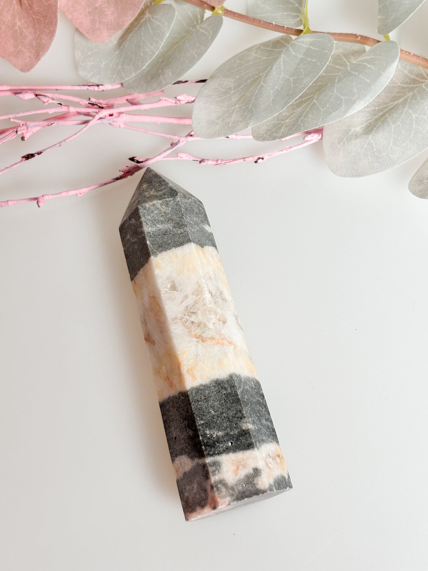 Pink Zebra Jasper Tower - Natural Jewelry, 9.3x2.6cm, 100g