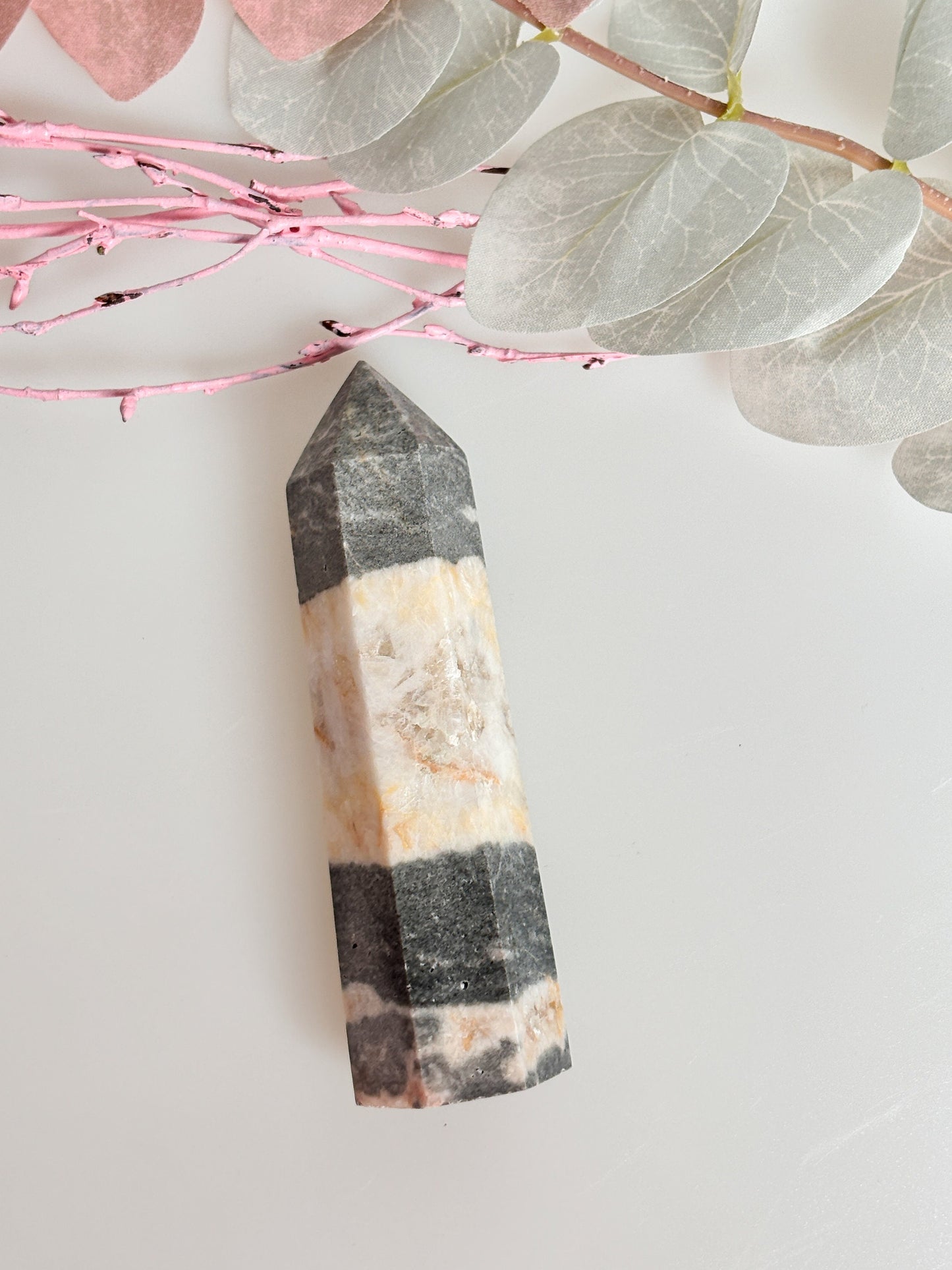 Pink Zebra Jasper Tower - Natural Jewelry, 9.3x2.6cm, 100g