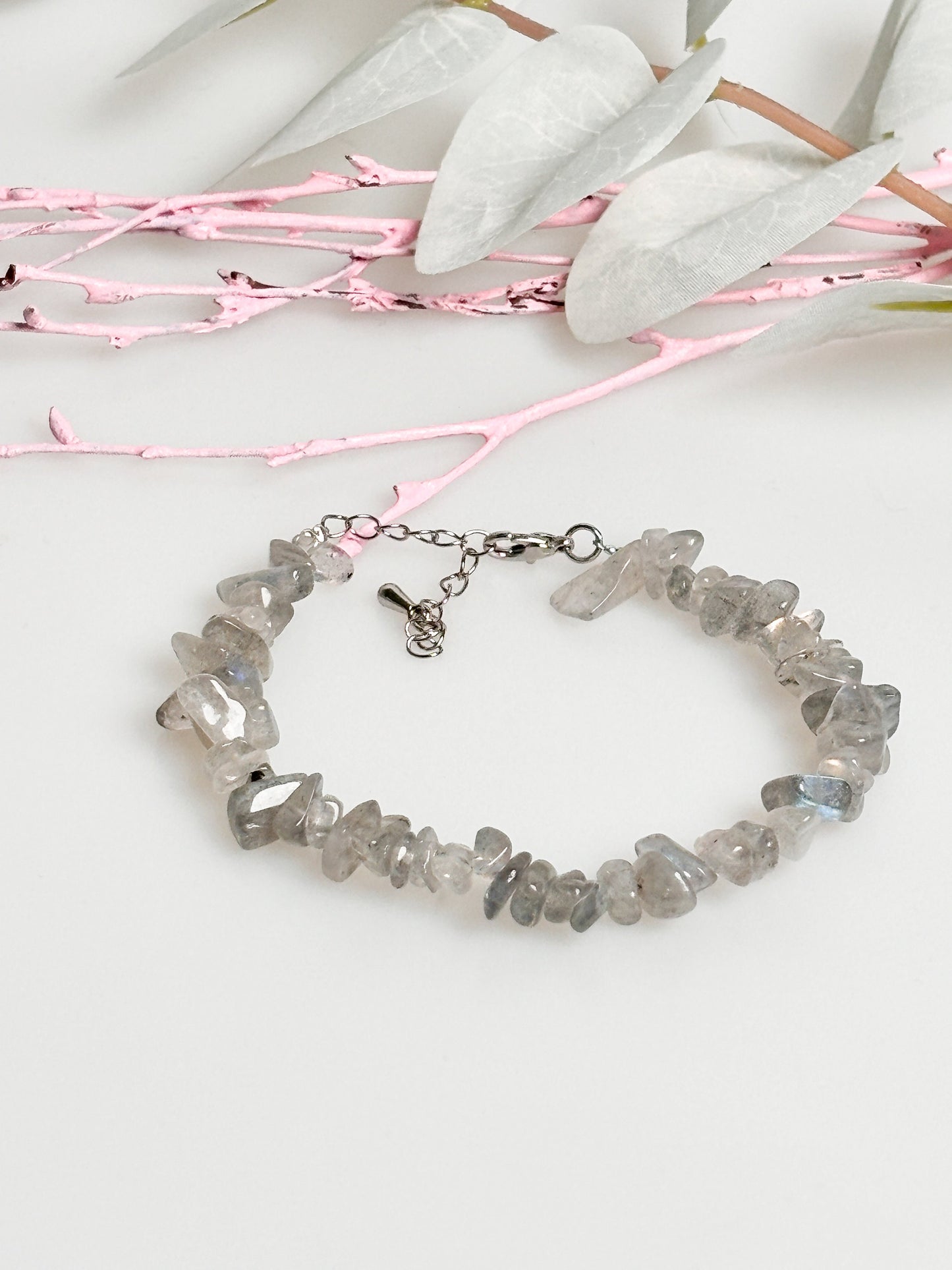 Splitterarmband Labradorit 17cm mit Verlängerungskette – 6mm Perlen, Handgemachtes Edelsteinarmband