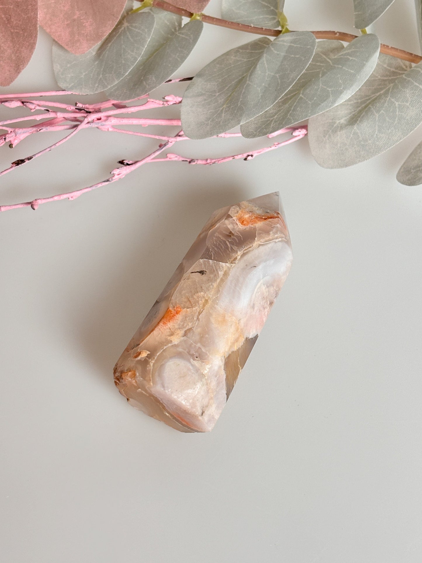 Flower Agate Tower 6.8x3 cm - 79g | Beautiful crystal with natural floral pattern