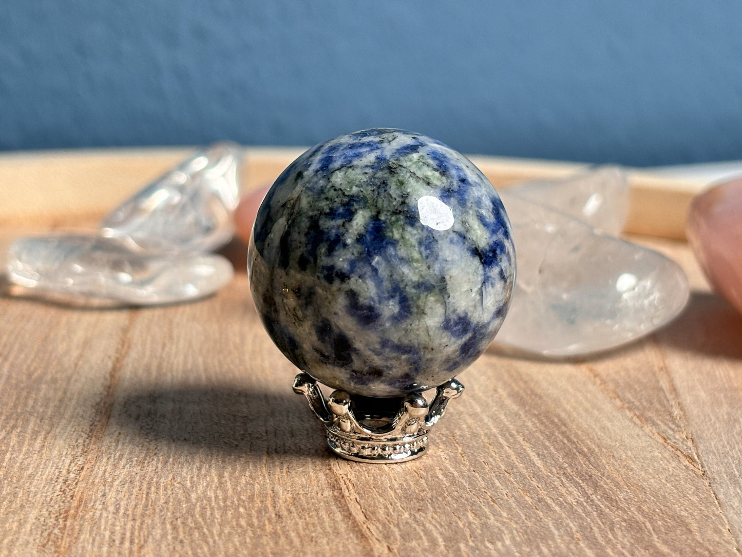Small Sodalite Crystal Ball 3cm with optional ball holder – Healing Stone for Clarity and Balance