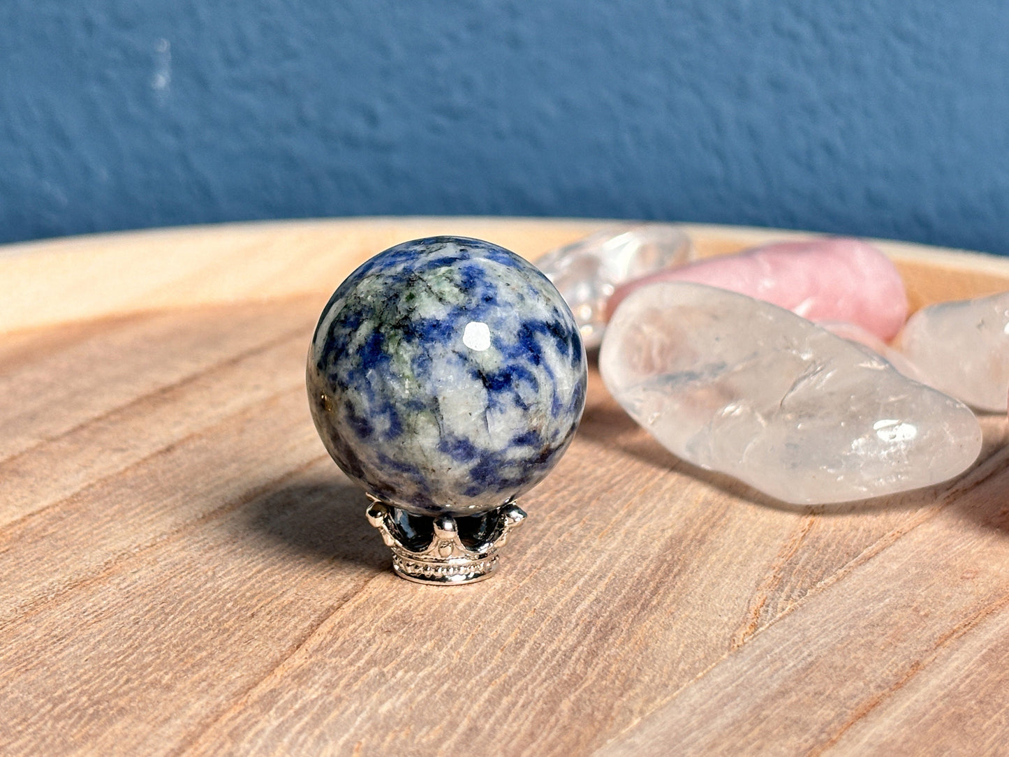 Small Sodalite Crystal Ball 3cm with optional ball holder – Healing Stone for Clarity and Balance