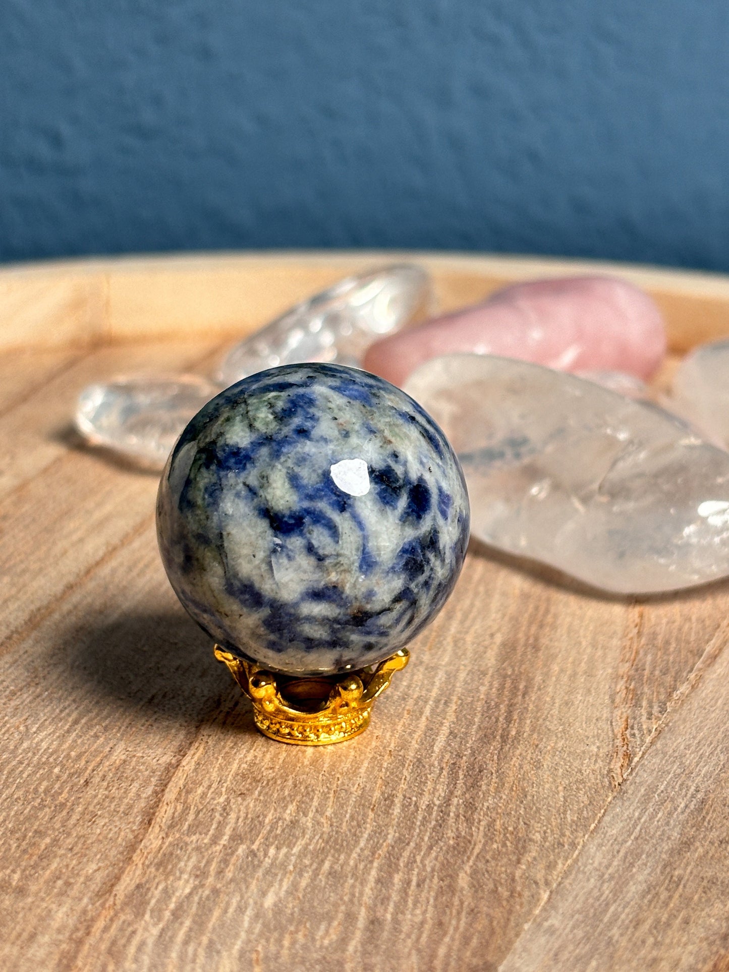 Small Sodalite Crystal Ball 3cm with optional ball holder – Healing Stone for Clarity and Balance