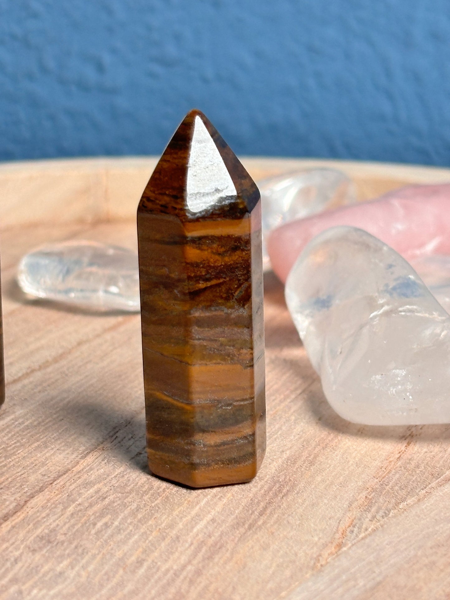 Tiger Eye Tower, small crystal tower, size approx. 5cm x 1.7cm