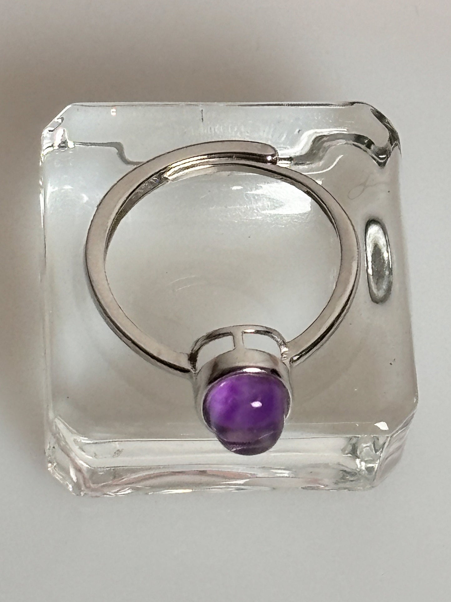 Adjustable silver ring 925 with oval amethyst stone, jewelry with impact, elegant gemstone ring