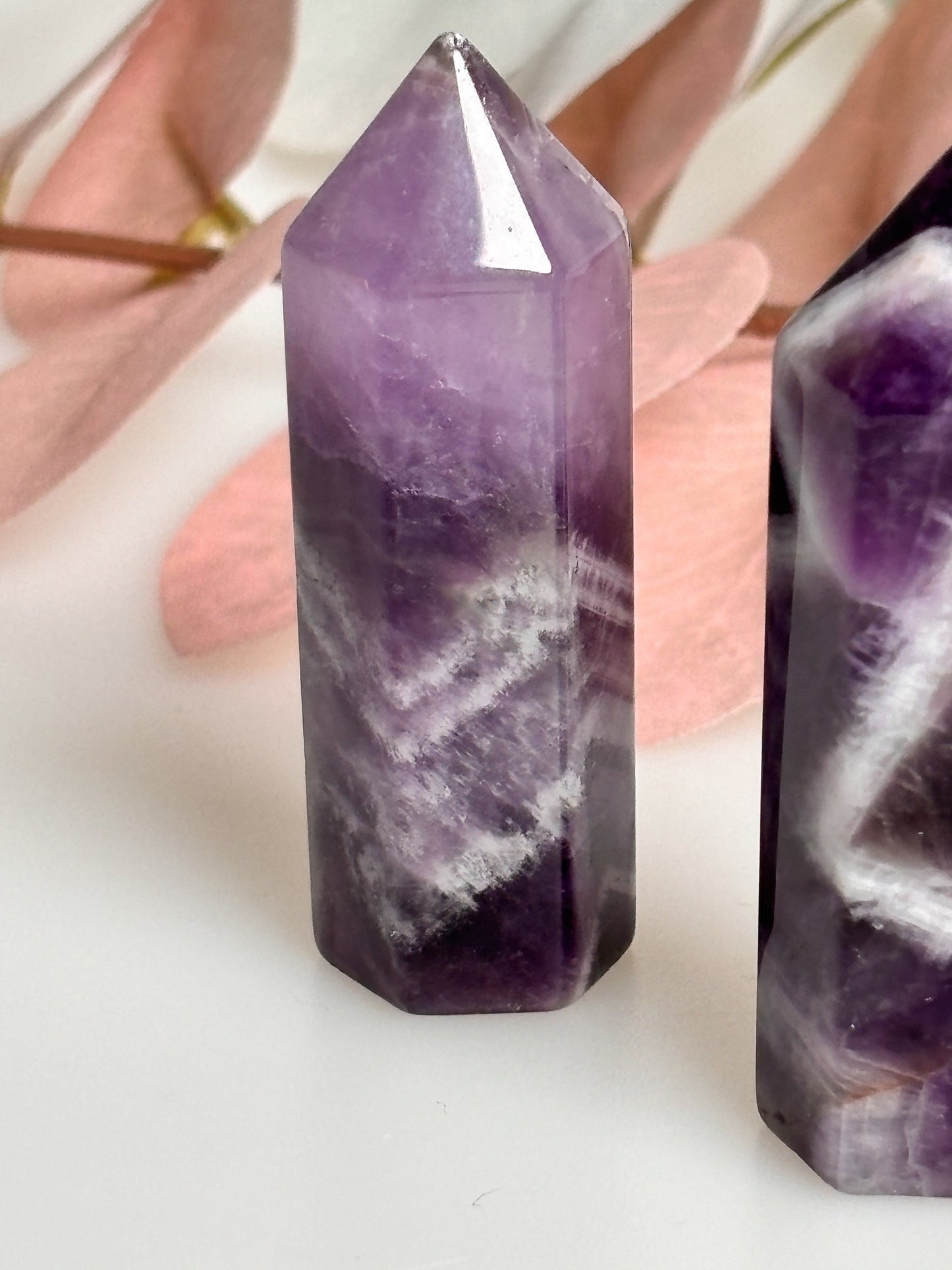 Small Dream Amethyst Towers - Great Banding, approx. 5.1x1.6cm - Crystal Meditation Stone, Gemstone Decoration, Healing Stone Towers