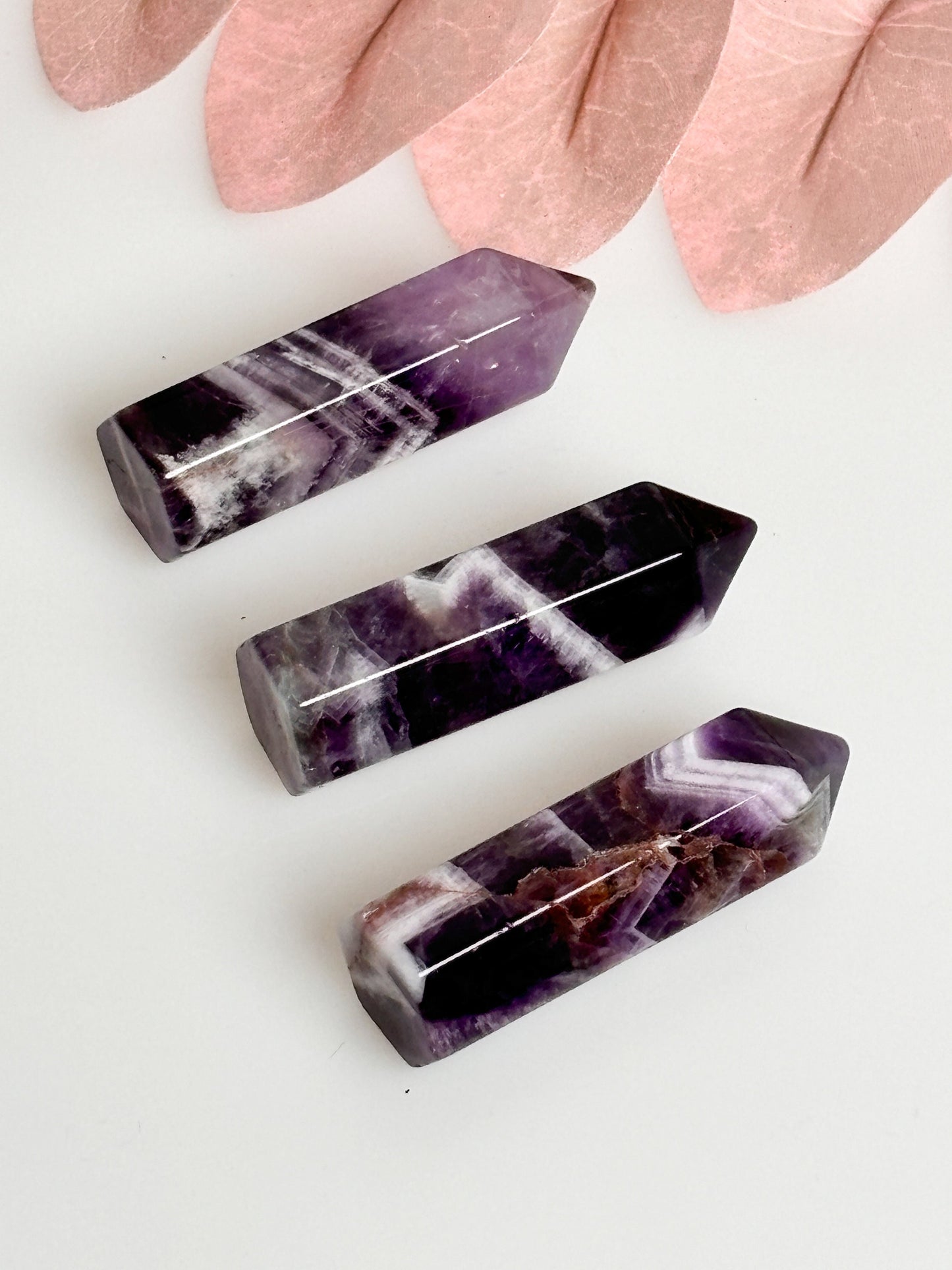 Small Dream Amethyst Towers - Great Banding, approx. 5.1x1.6cm - Crystal Meditation Stone, Gemstone Decoration, Healing Stone Towers