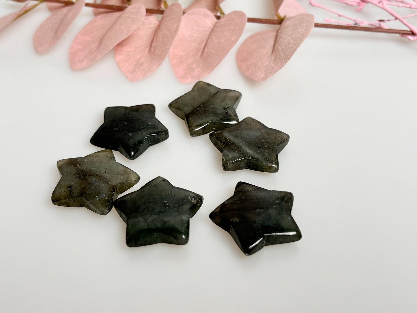Labradorite Star Pocket Stone approx. 3x3cm - Spiritual Decorative Crystal, Shine and Play of Colors, Small Star Stone
