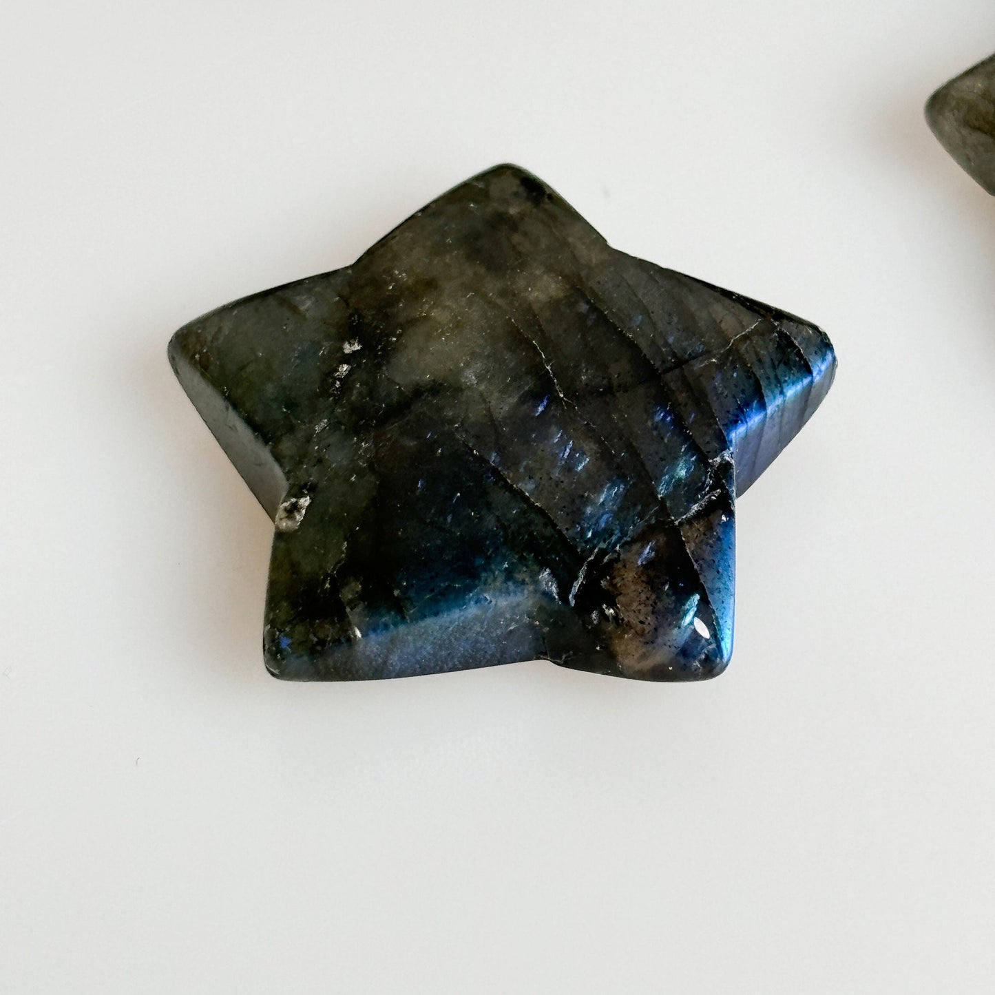 Labradorite Star Pocket Stone approx. 3x3cm - Spiritual Decorative Crystal, Shine and Play of Colors, Small Star Stone