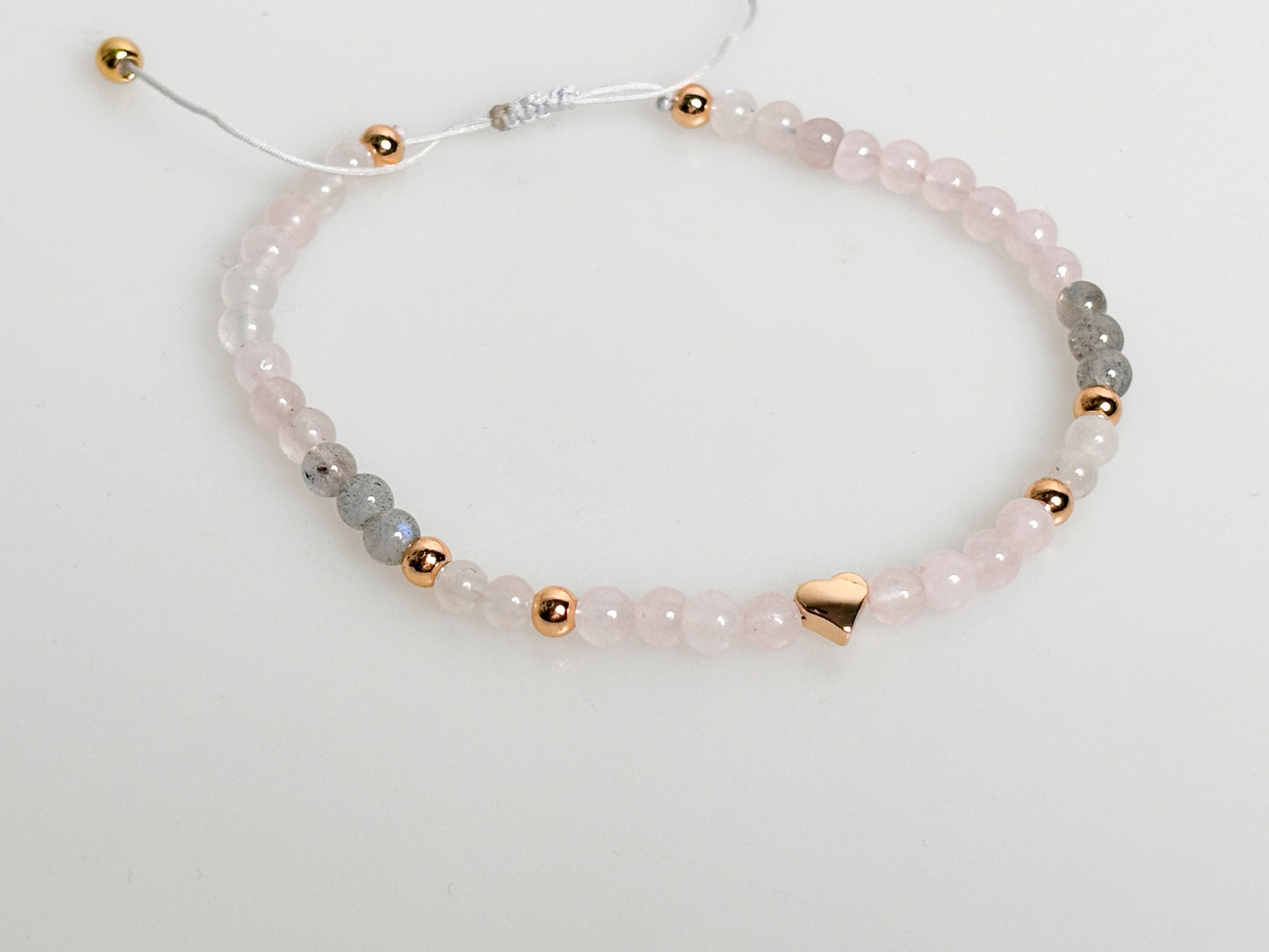 Bracelet rose quartz, moonstone, labradorite