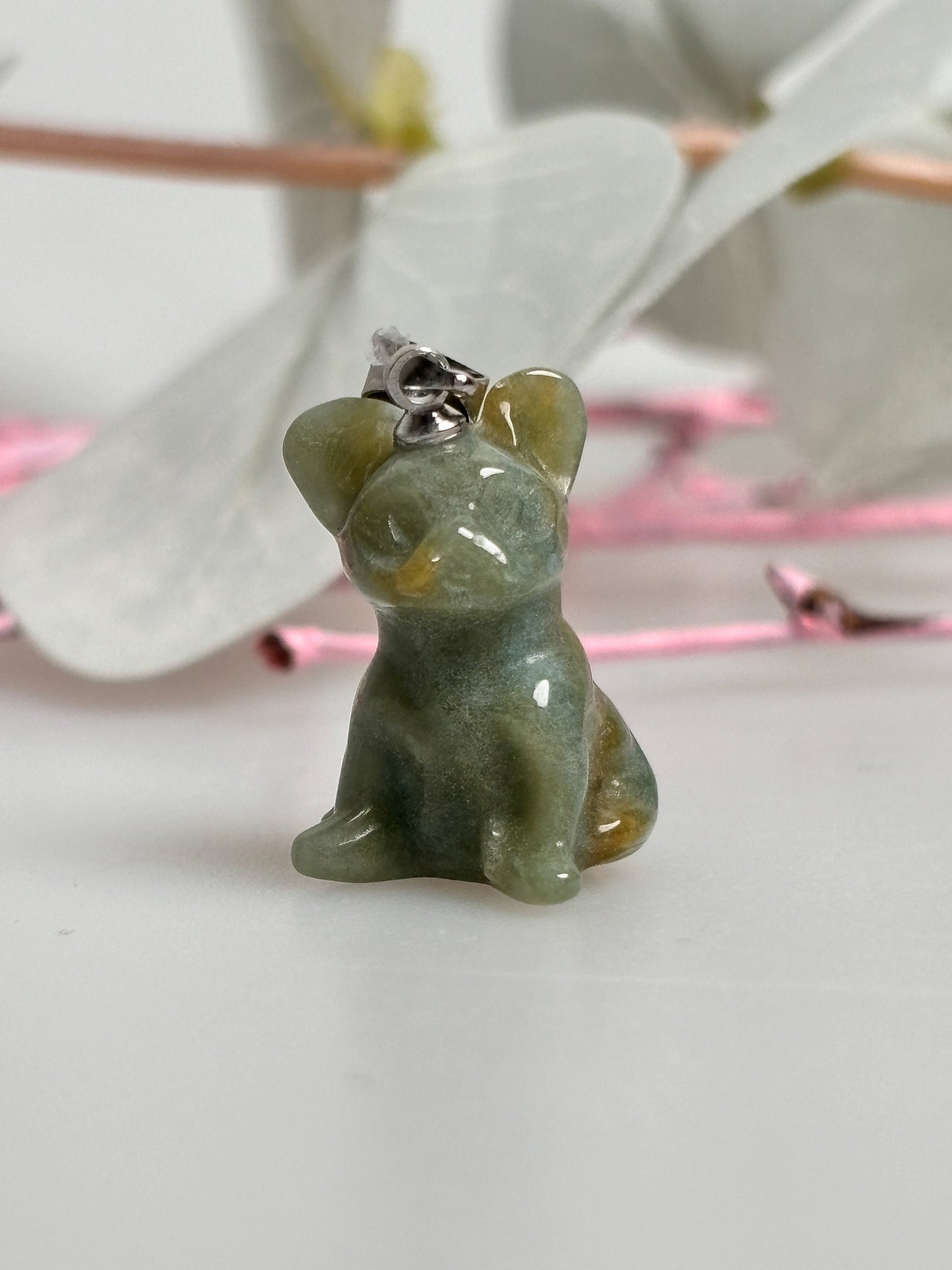 Ocean Jasper Dog-Shaped Pendant, 1.7x1.3cm - Unique Gemstone Jewelry