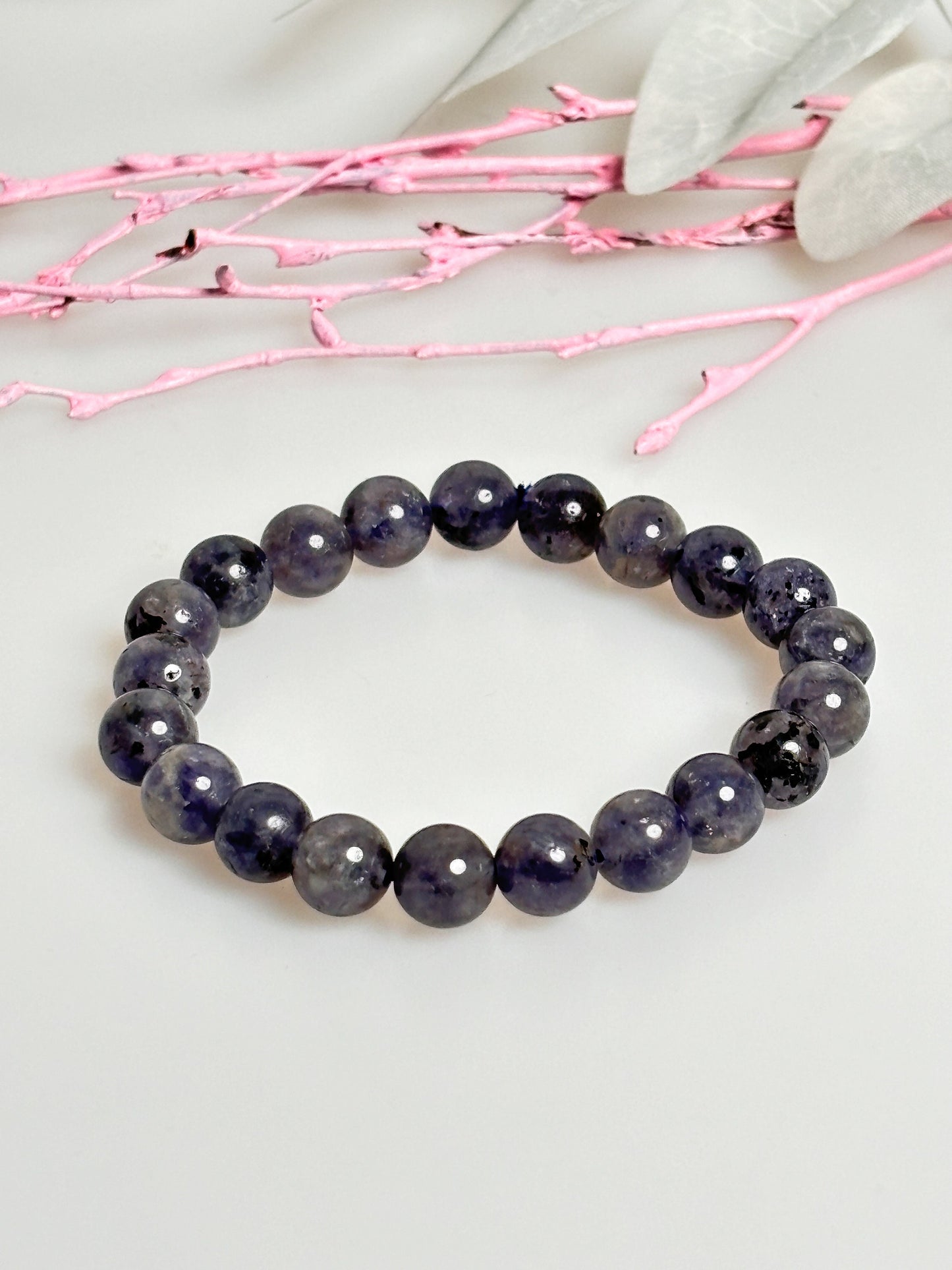 Elastic Kyanite Bead Bracelet 8.5mm, Elegant Bracelet, Blue Gemstone Jewelry