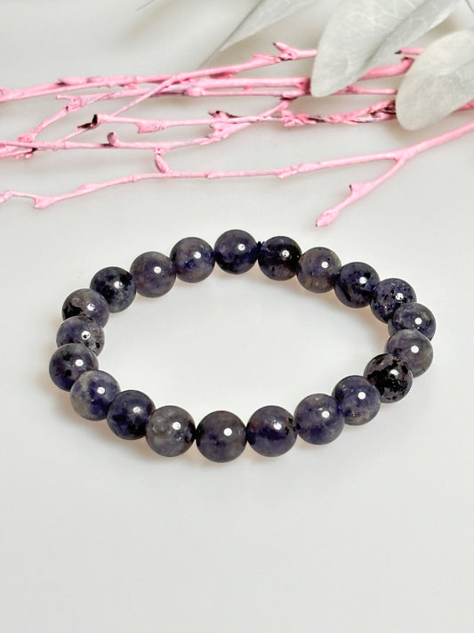 Elastic Kyanite Bead Bracelet 8.5mm, Elegant Bracelet, Blue Gemstone Jewelry