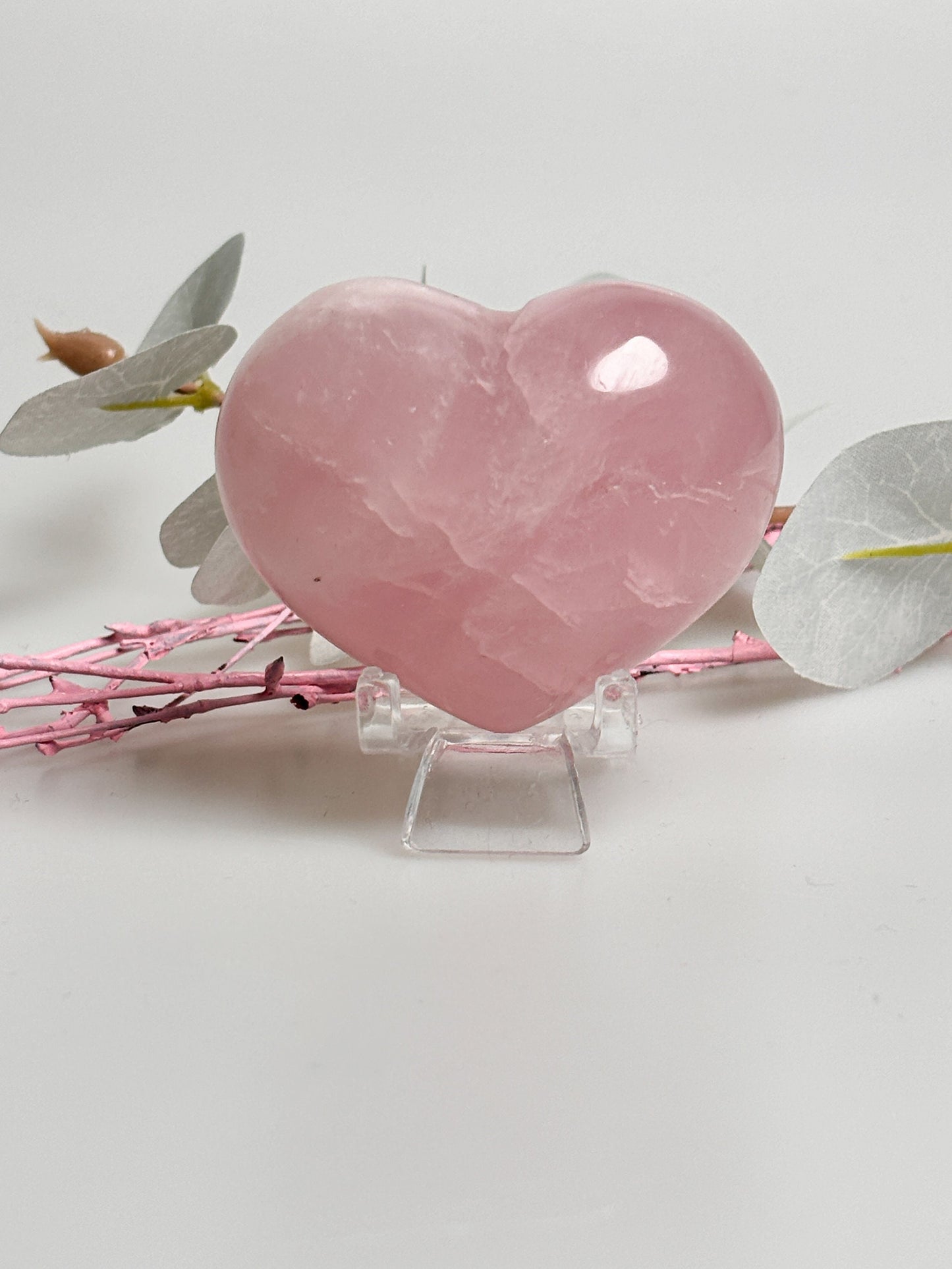 Puffy rose quartz heart with rainbows - 6cm x 4.7cm | Healing stone | Crystal gift | Gemstone decoration