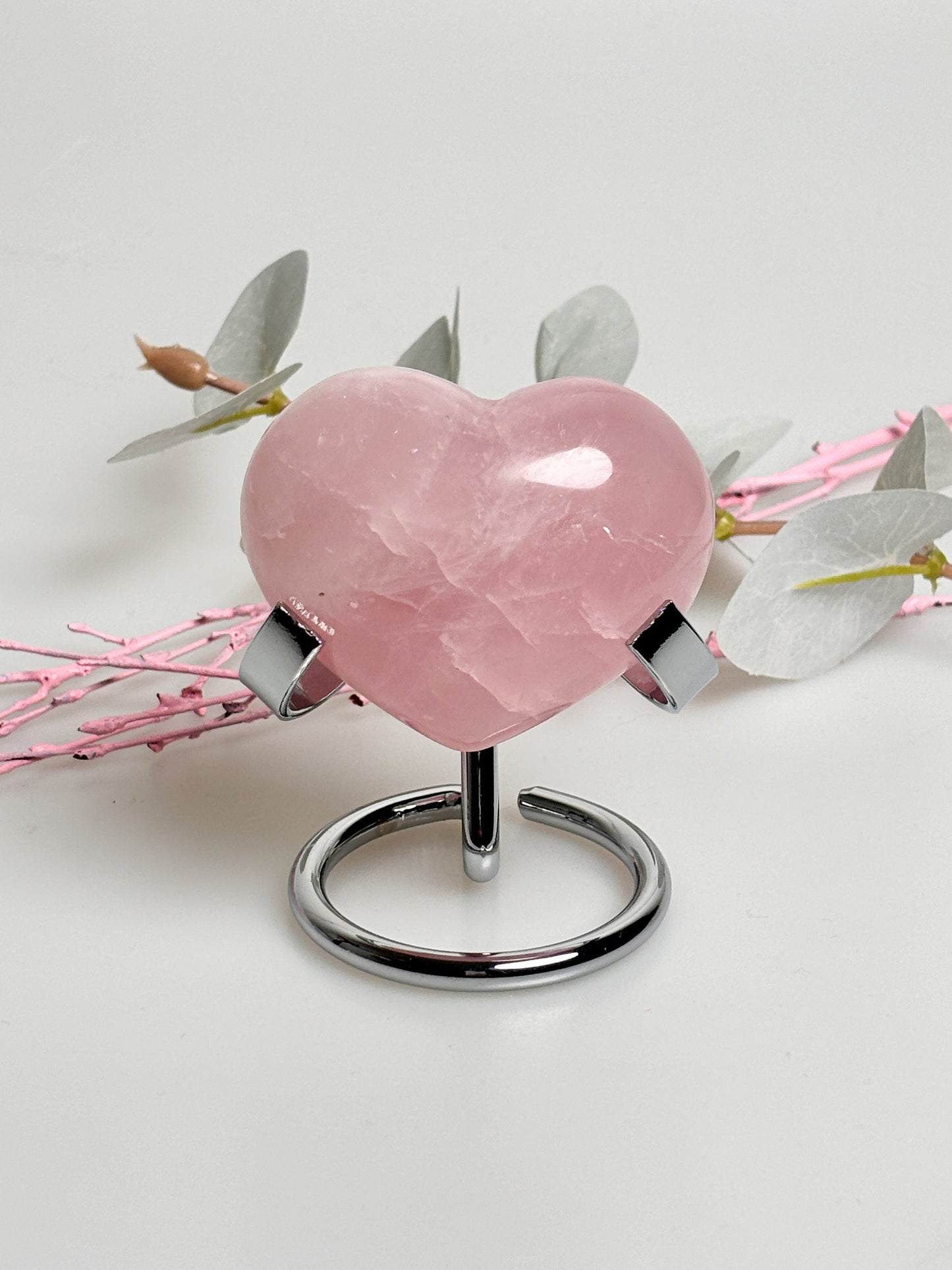 Puffy rose quartz heart with rainbows - 6cm x 4.7cm | Healing stone | Crystal gift | Gemstone decoration