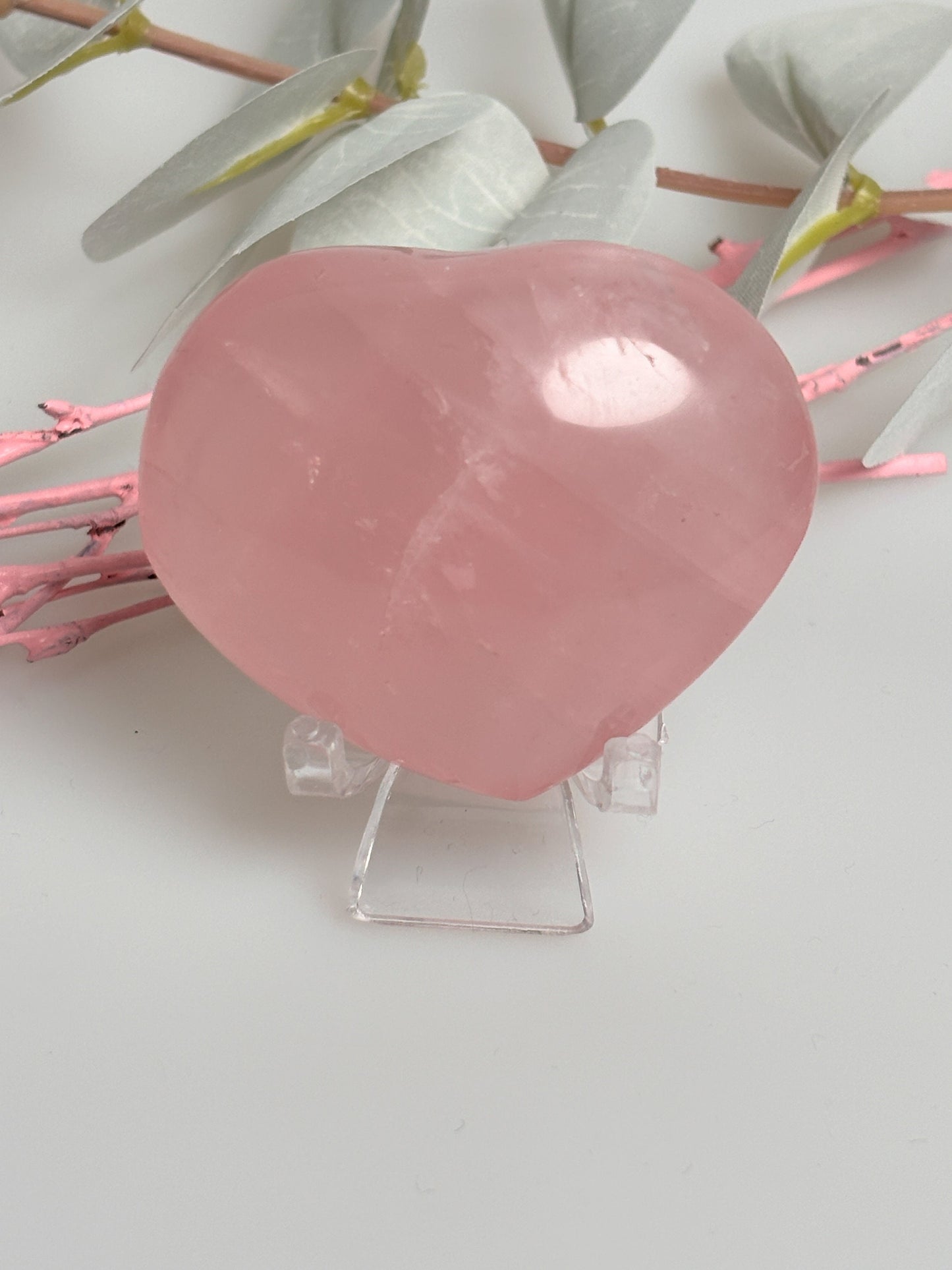 Puffy rose quartz heart with rainbows - 6cm x 4.7cm | Healing stone | Crystal gift | Gemstone decoration
