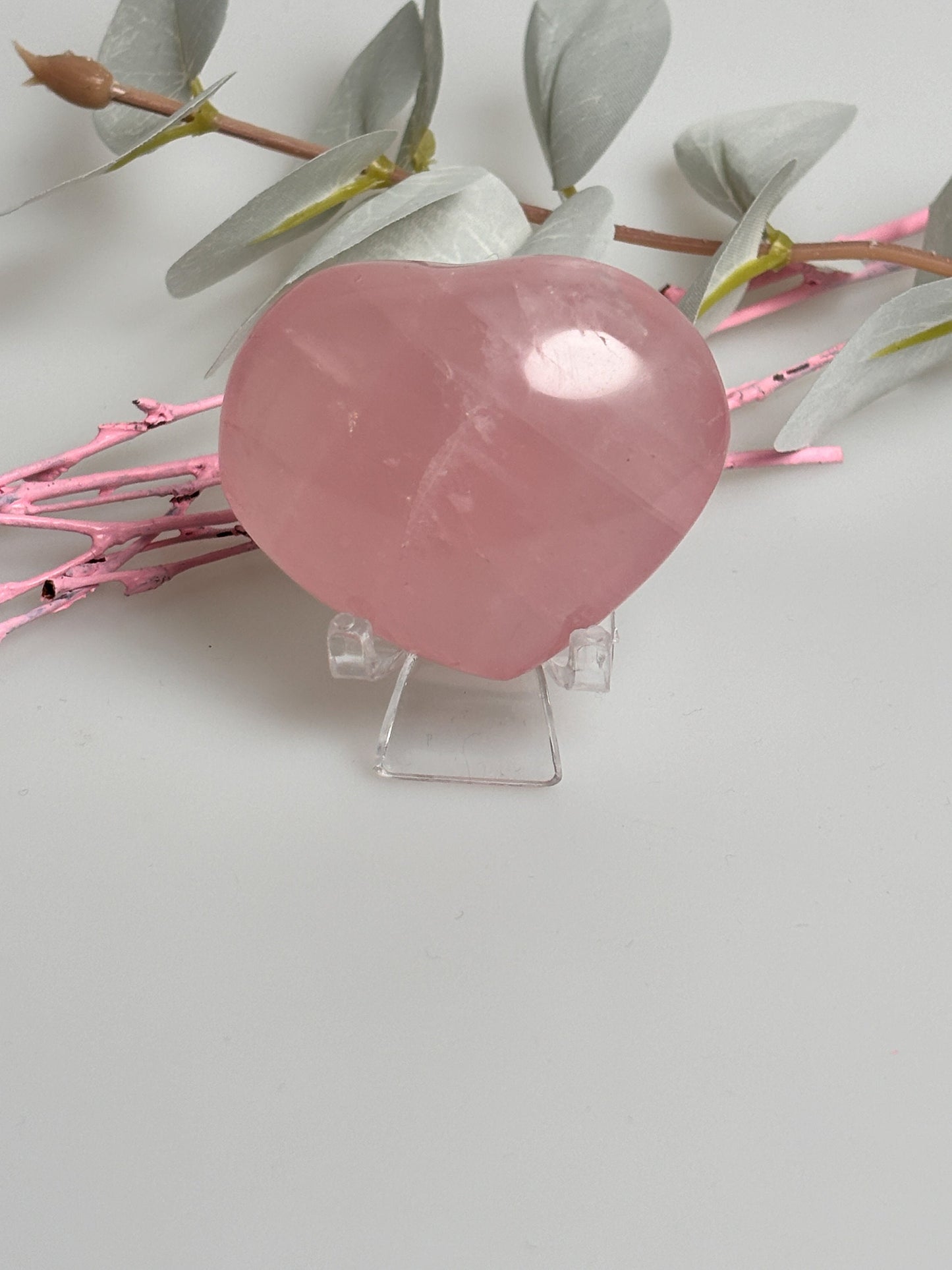 Puffy rose quartz heart with rainbows - 6cm x 4.7cm | Healing stone | Crystal gift | Gemstone decoration