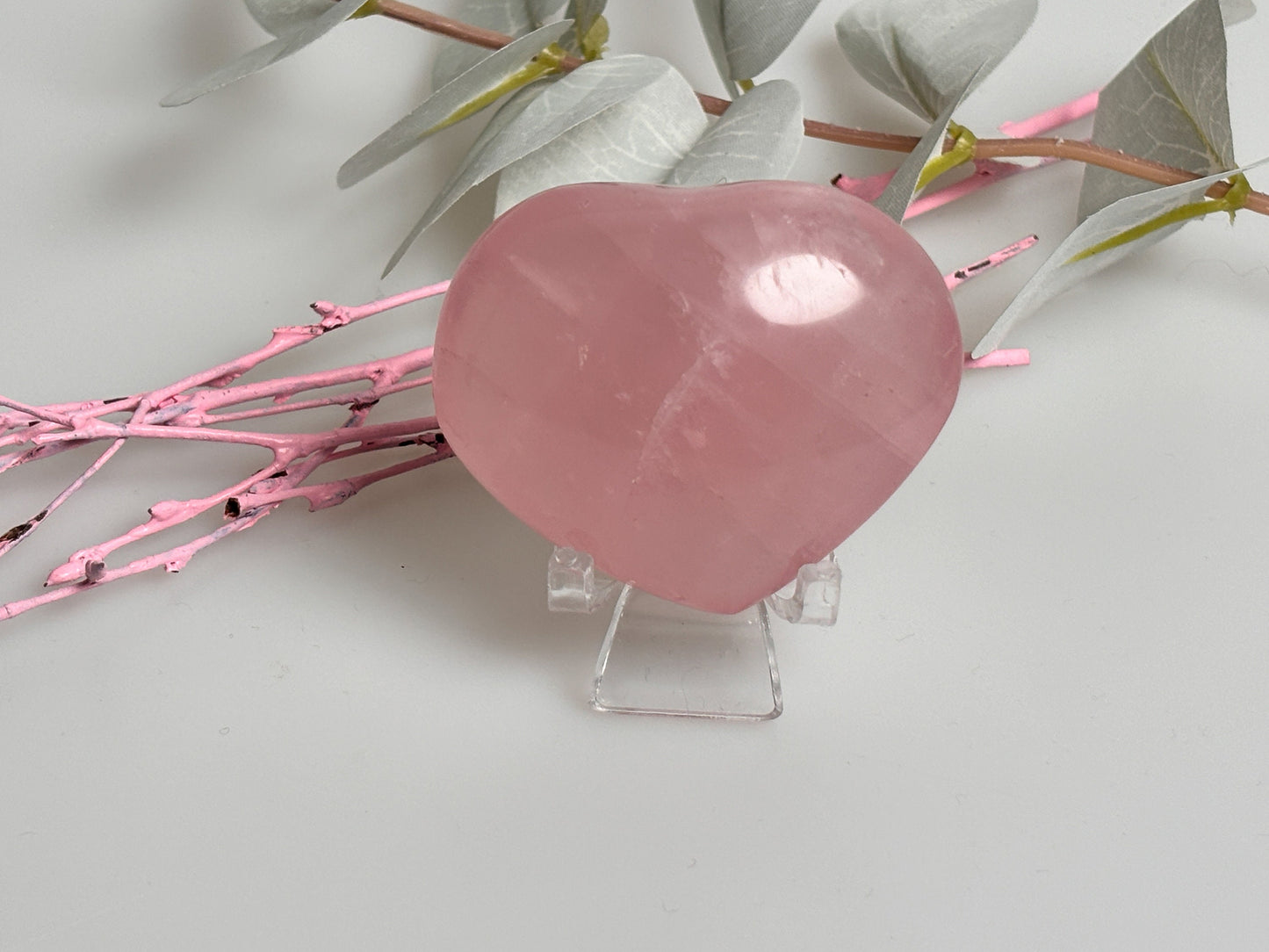 Puffy rose quartz heart with rainbows - 6cm x 4.7cm | Healing stone | Crystal gift | Gemstone decoration