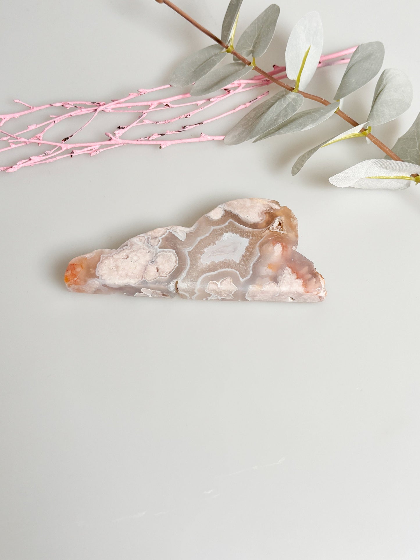 Flower Agate Cloud Decoration - Natural Stone Decoration for Home and Office approx. 11.5x4.7x1.4cm