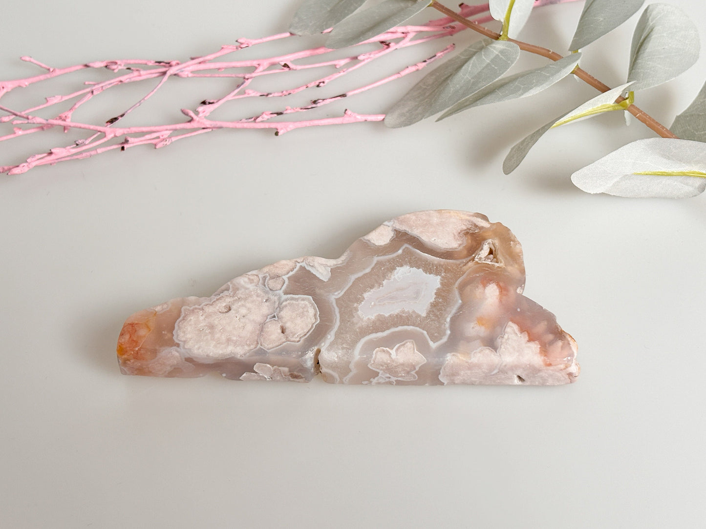 Flower Agate Cloud Decoration - Natural Stone Decoration for Home and Office approx. 11.5x4.7x1.4cm