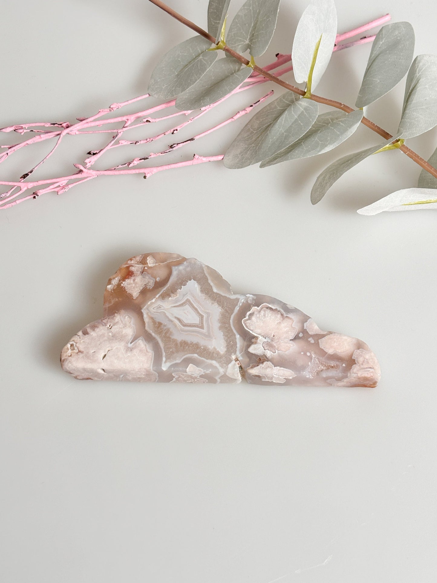 Flower Agate Cloud Decoration - Natural Stone Decoration for Home and Office approx. 11.5x4.7x1.4cm