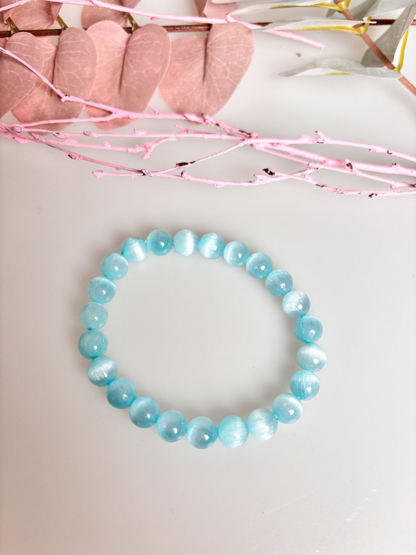 Elastic Selenite Bracelets 8mm | Summer Colors | Handmade Jewelry | Spiritual Energy | Gift Idea
