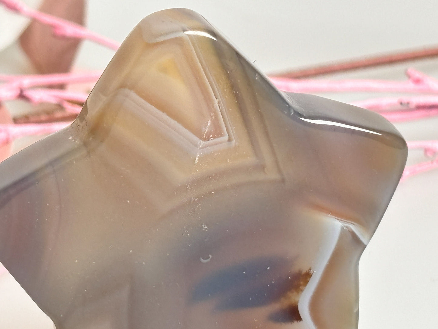 Agate decorative stars with great banding – size approx. 5.3x1.2 cm, 57g – Unique decoration for your home or office