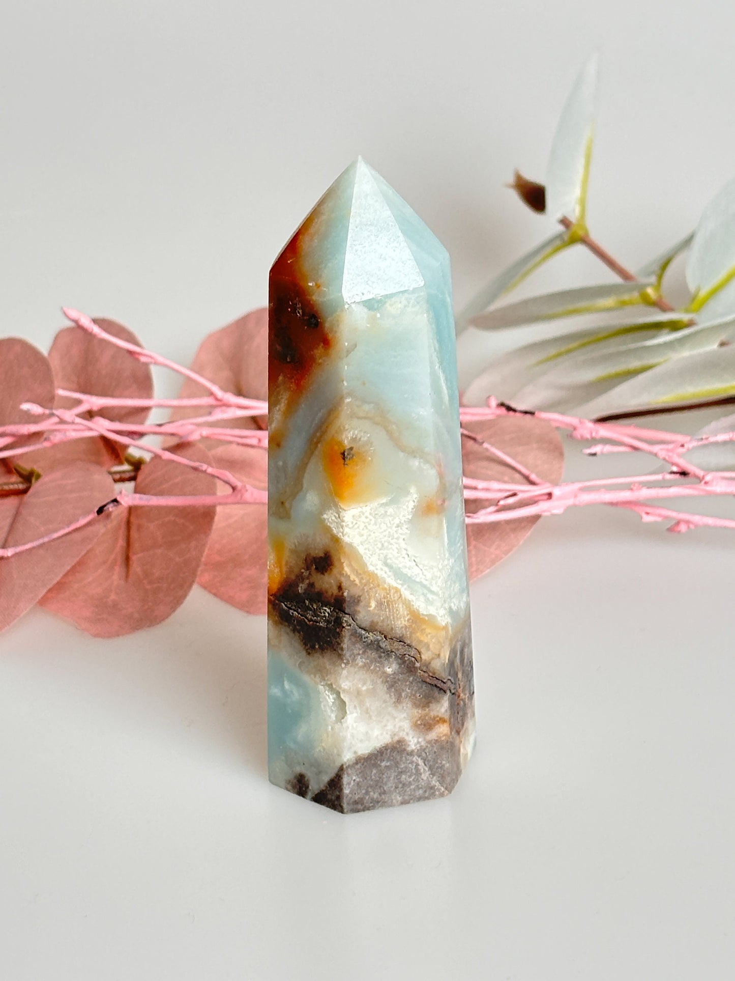 Ocean Opal Tower - Great colors like the sea | Natural stone crystal tower | Healing stone | Decoration | Gift