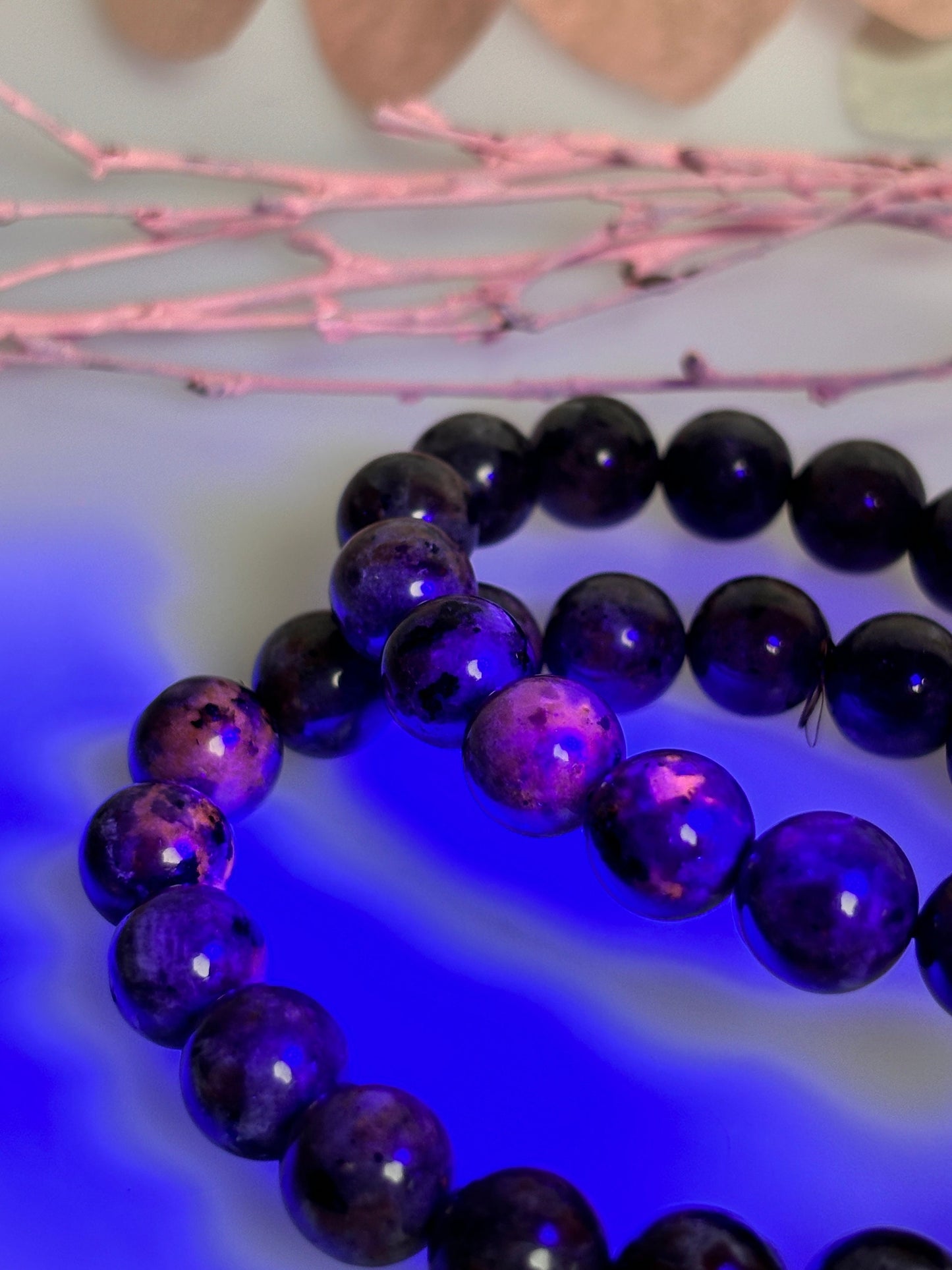 Yooperlite Beaded Bracelet Elastic 10mm - Luminous Natural Stone Bracelet, Healing Crystal Energy, Handmade Jewelry