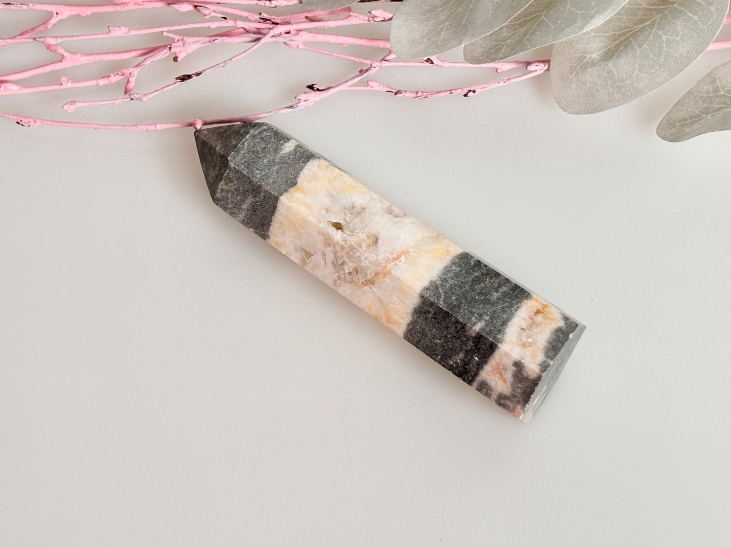 Pink Zebra Jasper Tower - Natural Jewelry, 9.3x2.6cm, 100g