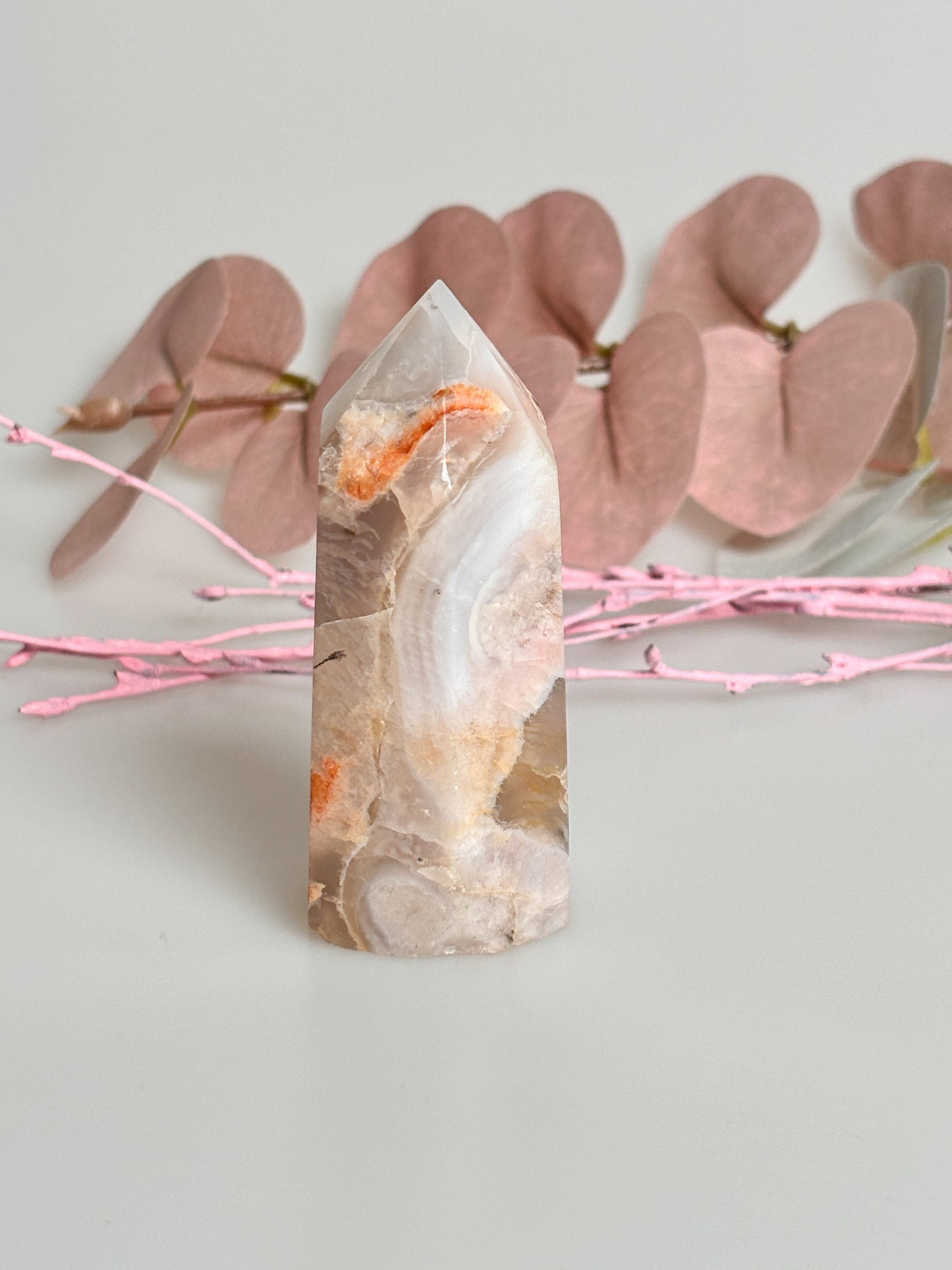 Flower Agate Tower 6.8x3 cm - 79g | Beautiful crystal with natural floral pattern