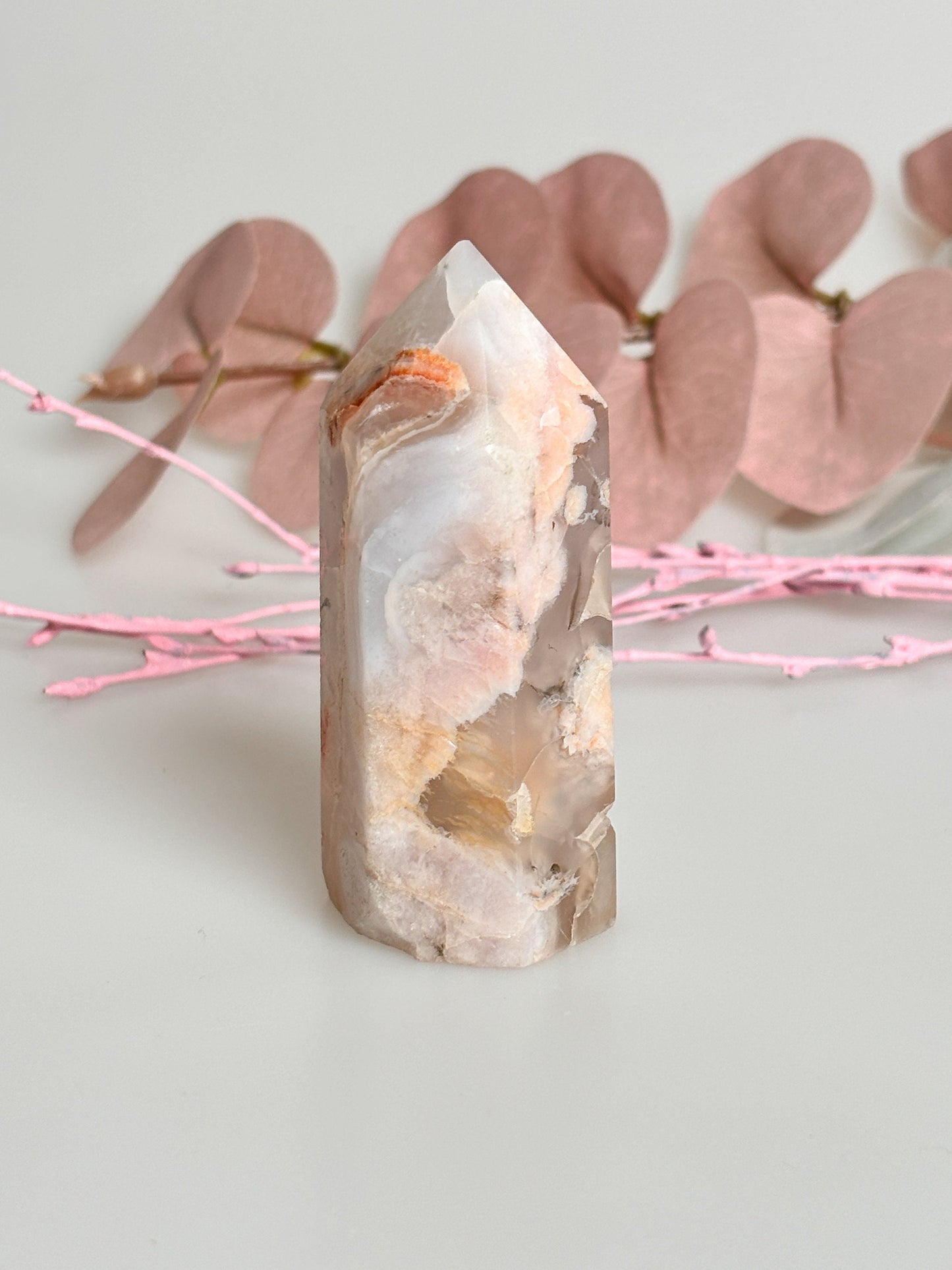 Flower Agate Tower 6.8x3 cm - 79g | Beautiful crystal with natural floral pattern