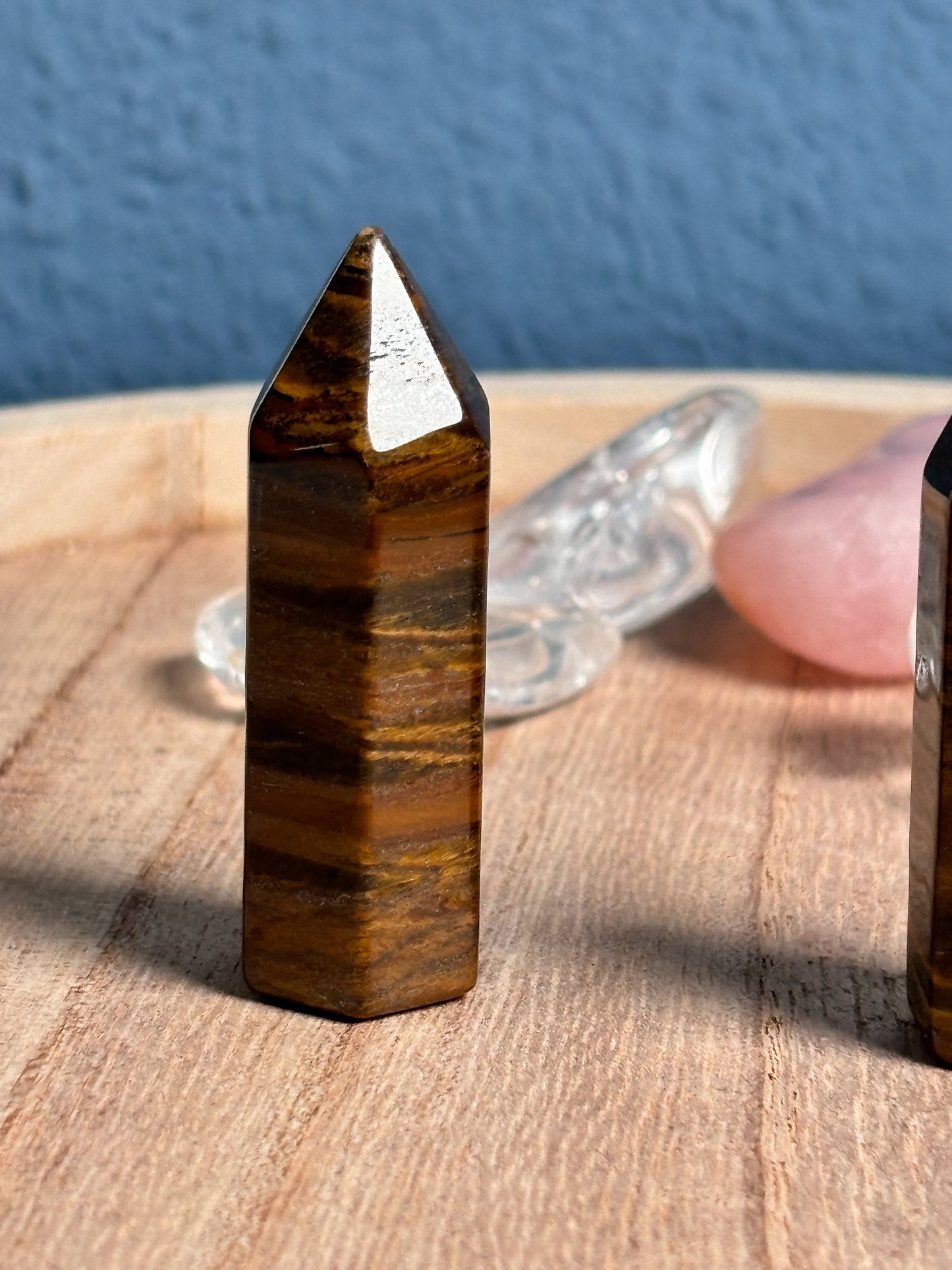 Tiger Eye Tower, small crystal tower, size approx. 5cm x 1.7cm