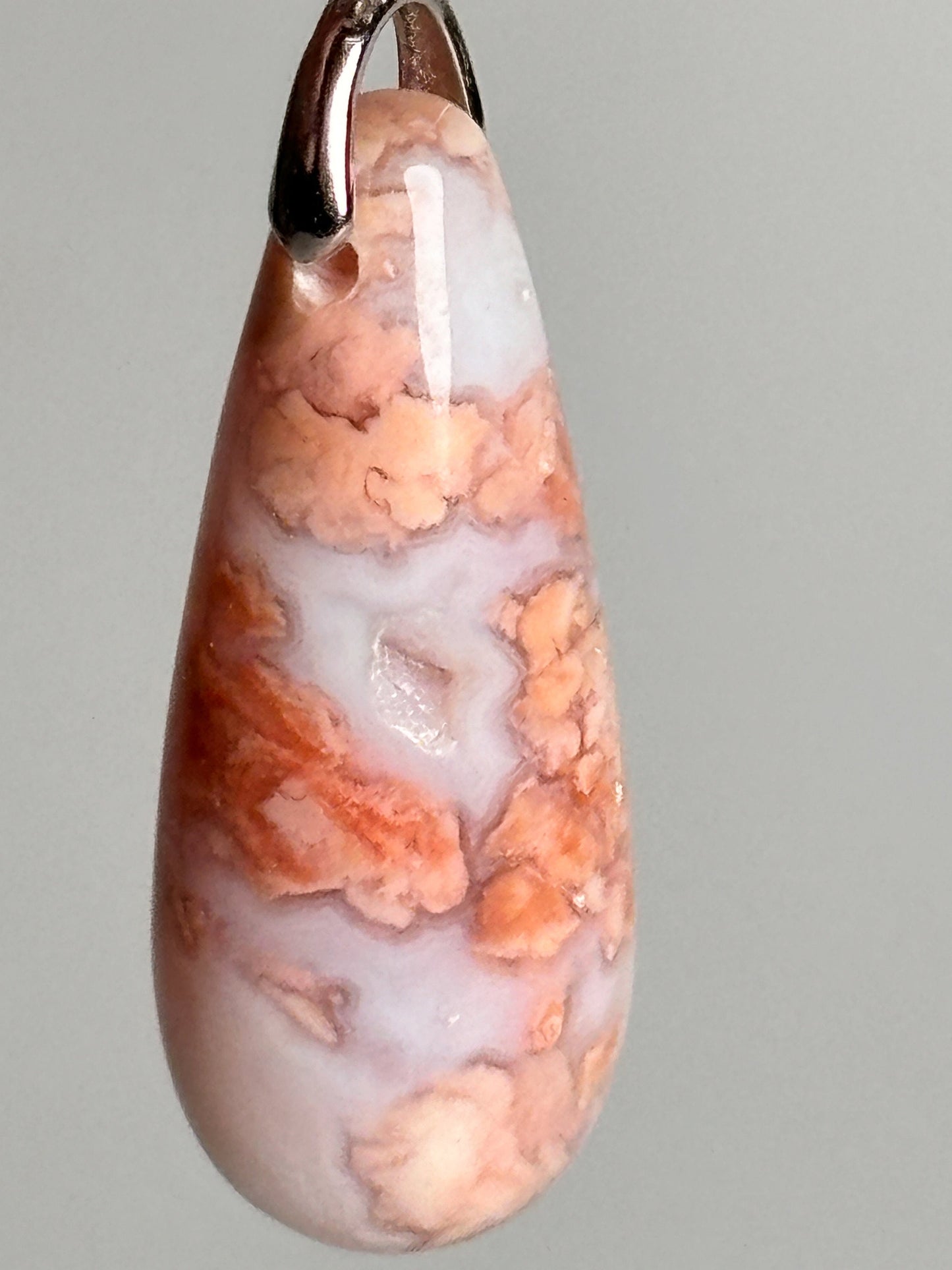 Candy Cotton Agate Pendant with 925 Silver Eyelet - Exclusive Jewelry. Special Agate