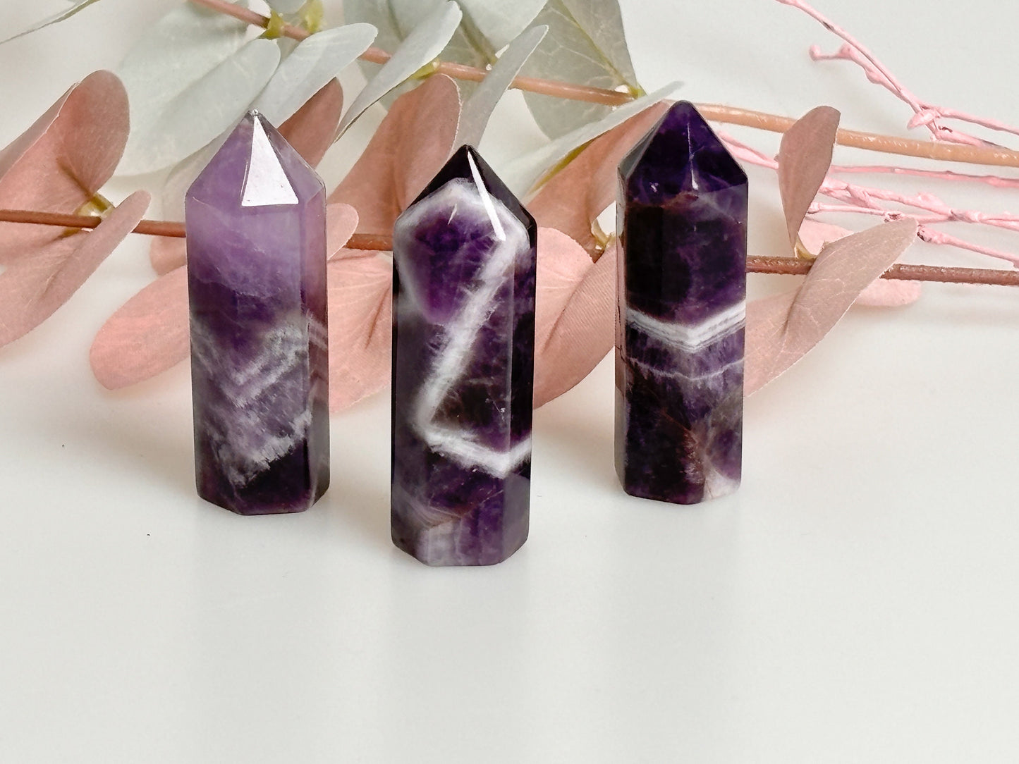 Small Dream Amethyst Towers - Great Banding, approx. 5.1x1.6cm - Crystal Meditation Stone, Gemstone Decoration, Healing Stone Towers