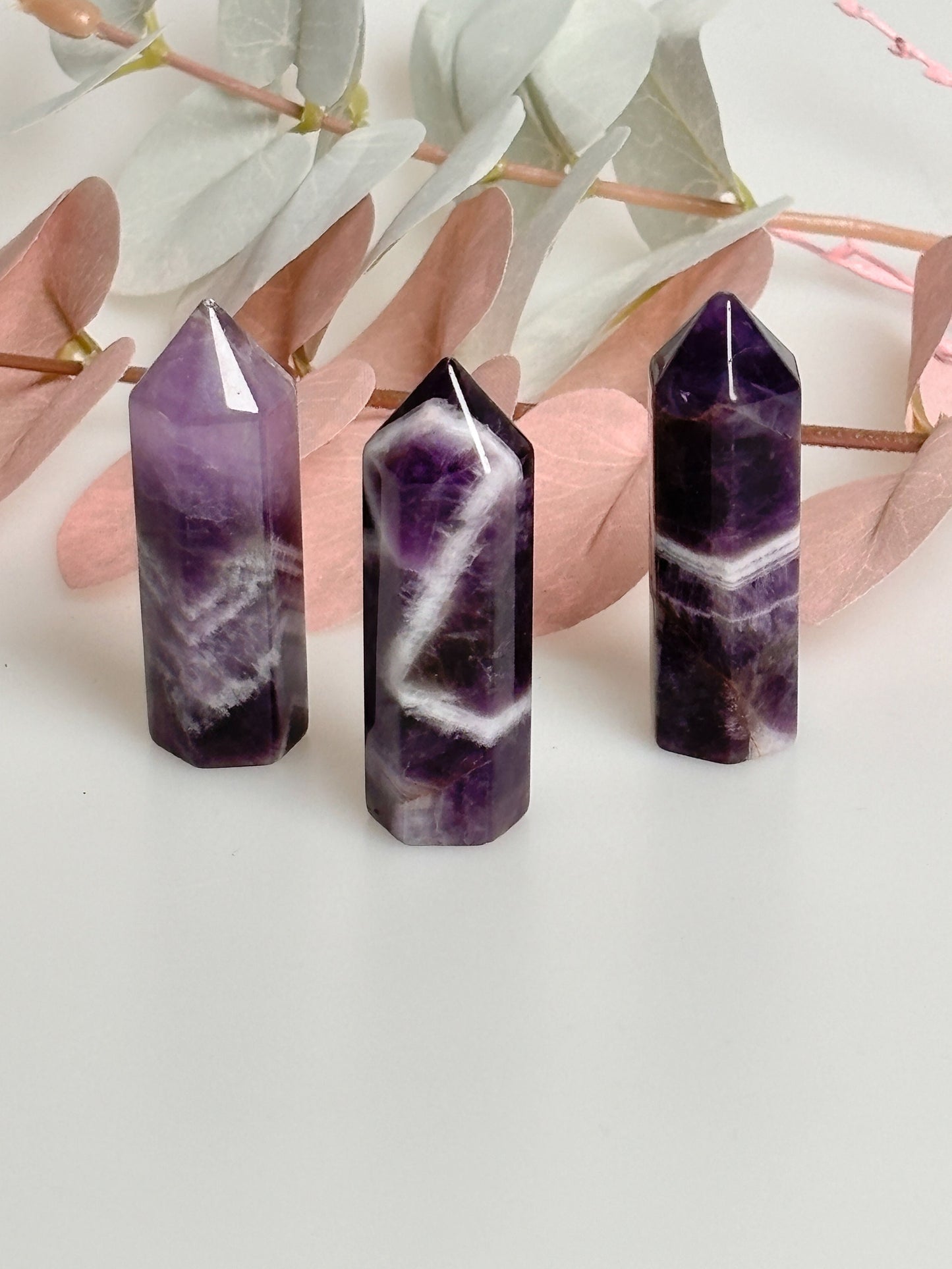 Small Dream Amethyst Towers - Great Banding, approx. 5.1x1.6cm - Crystal Meditation Stone, Gemstone Decoration, Healing Stone Towers