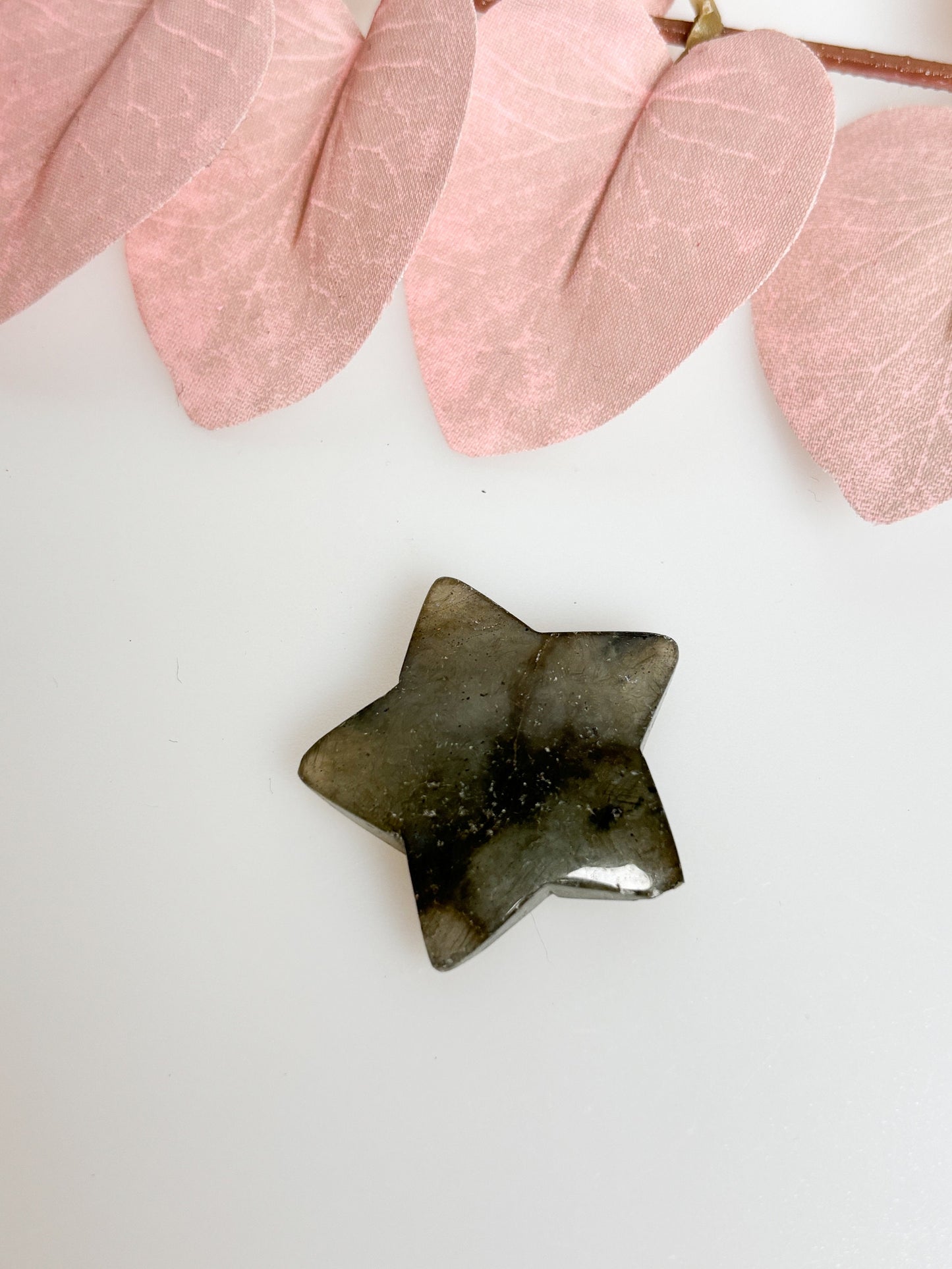 Labradorite Star Pocket Stone approx. 3x3cm - Spiritual Decorative Crystal, Shine and Play of Colors, Small Star Stone